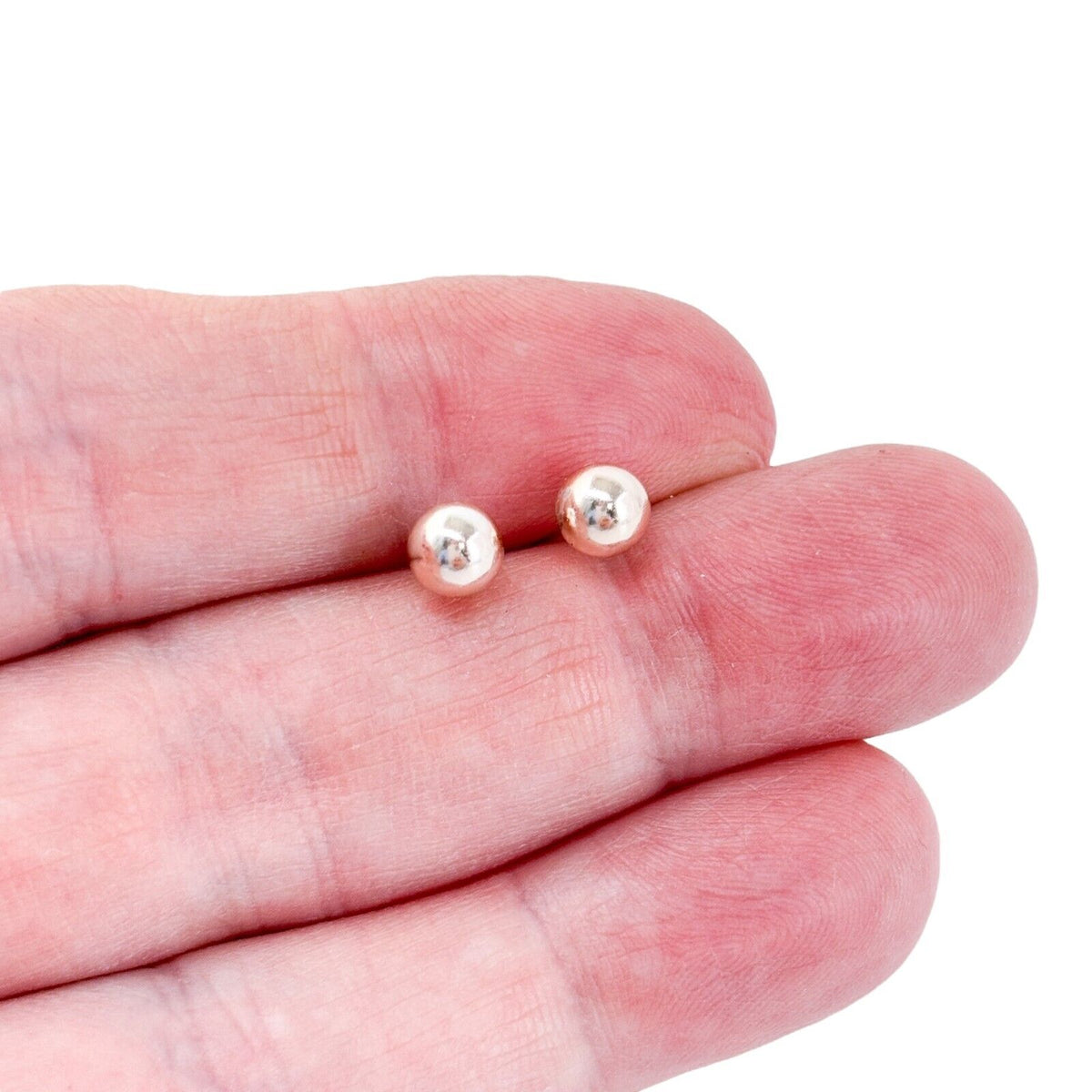 Vintage Sterling Silver 925 Rose Gold-Tone 6mm Ball Stud Earrings