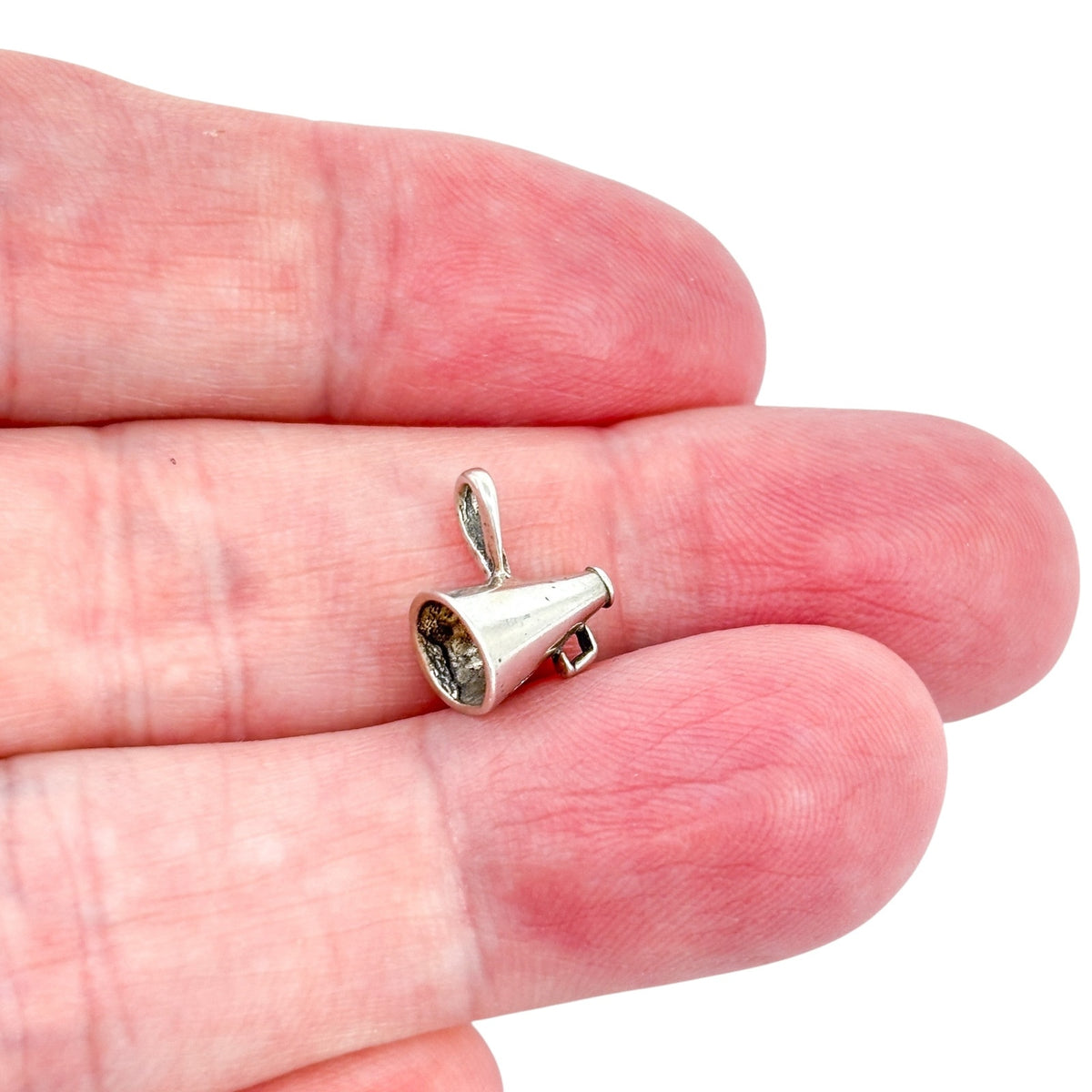 Vintage Sterling Silver 925 Cheer Megaphone Charm Pendant