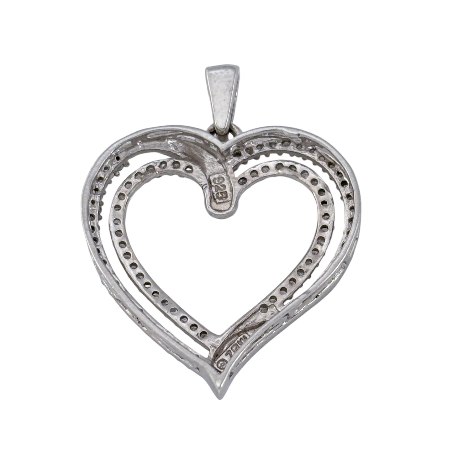 Vintage Sterling Silver 925 0.5ctw Diamond (Missing One) Heart Pendant