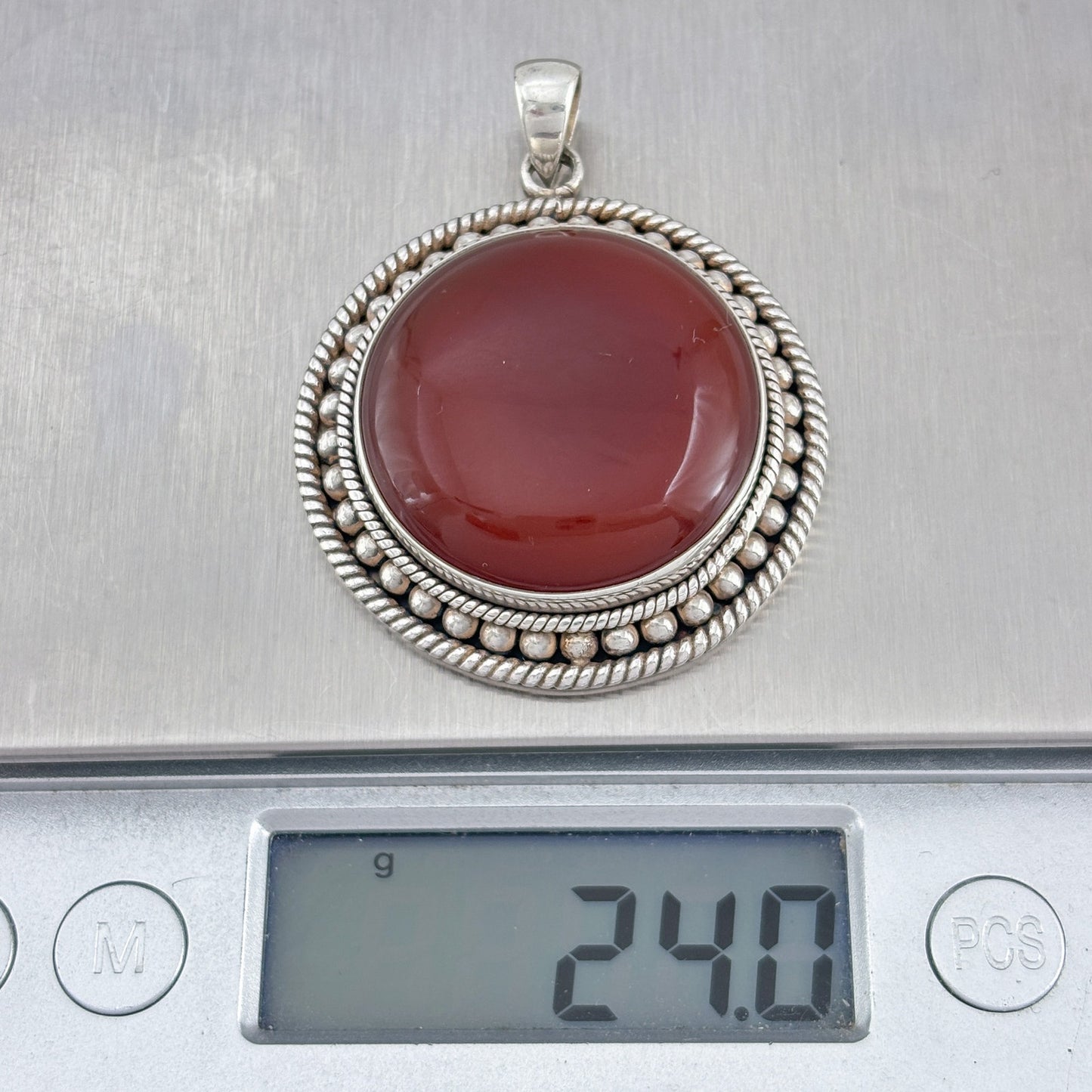 Vintage Sterling Silver 925 Carnelian Pendant