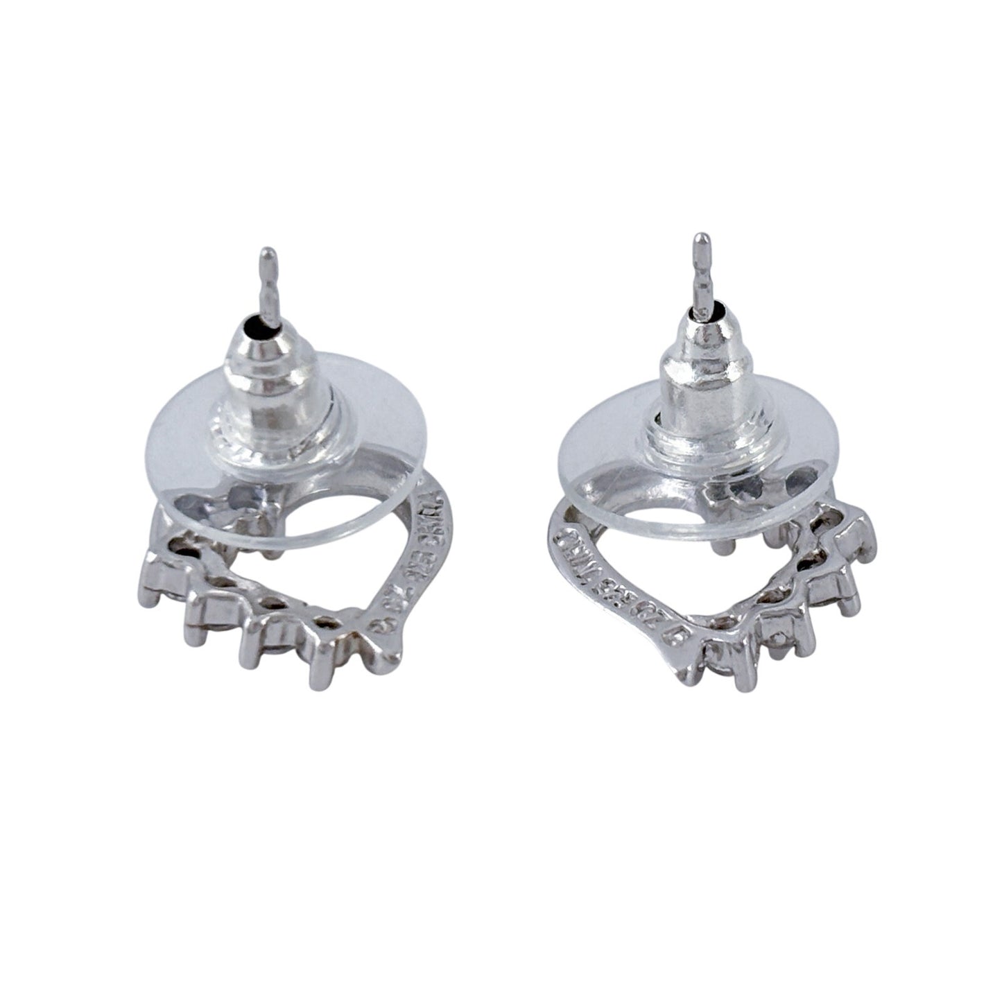 Vintage Sterling Silver 925 Cubic Zirconia Heart Stud Earrings