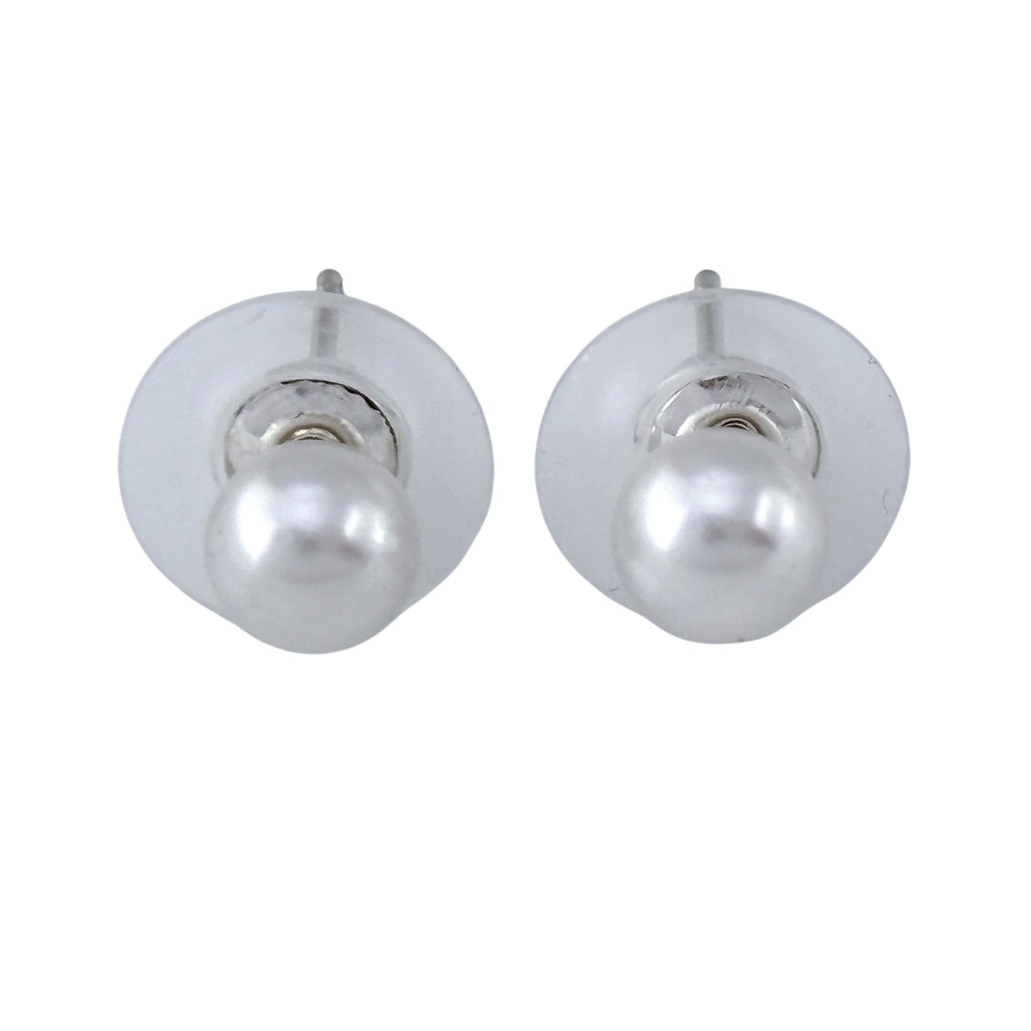 Vintage Sterling Silver 925 Imitation Pearl Stud Earrings