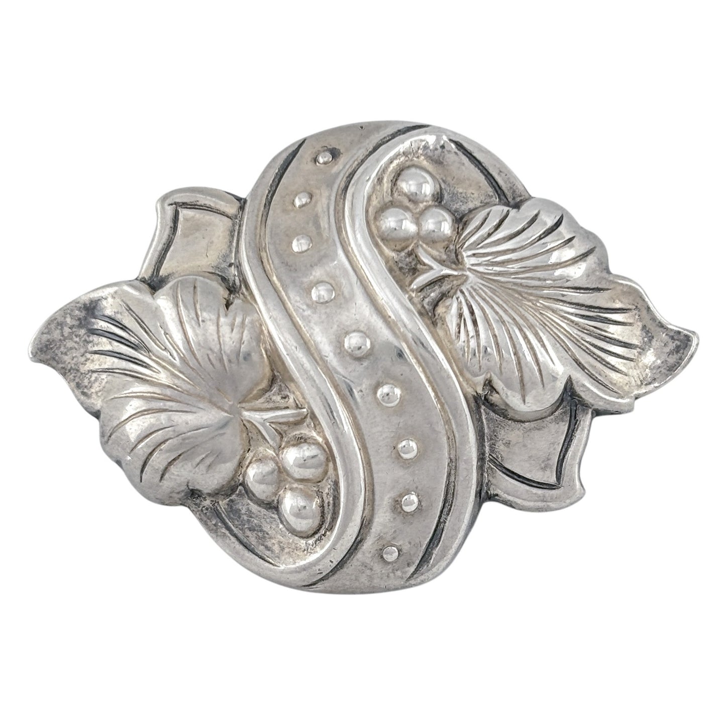 Vintage Sterling Silver 925 Floral Leaf Berry Brooch