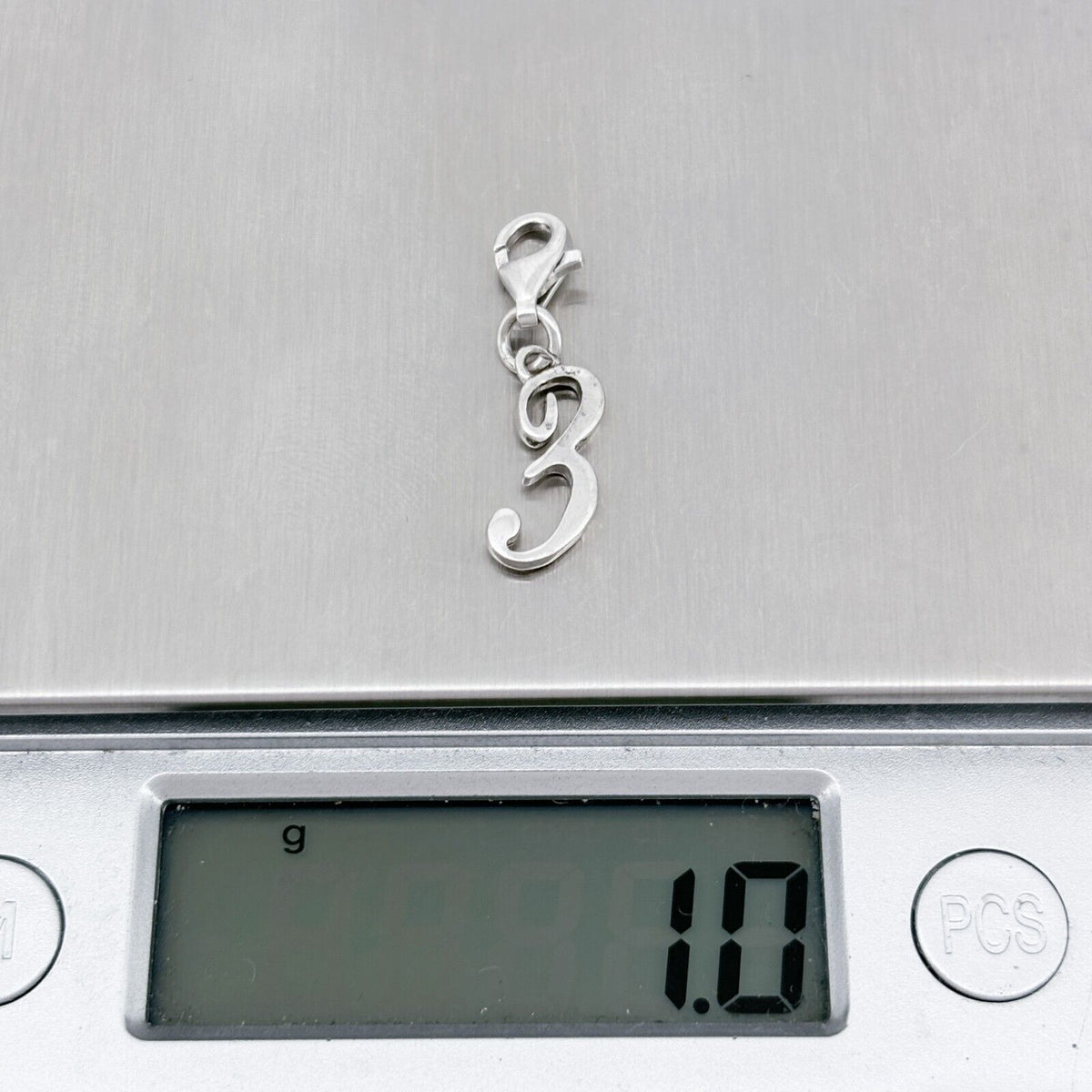 Sterling Silver 925 Letter "3" Charm Pendant