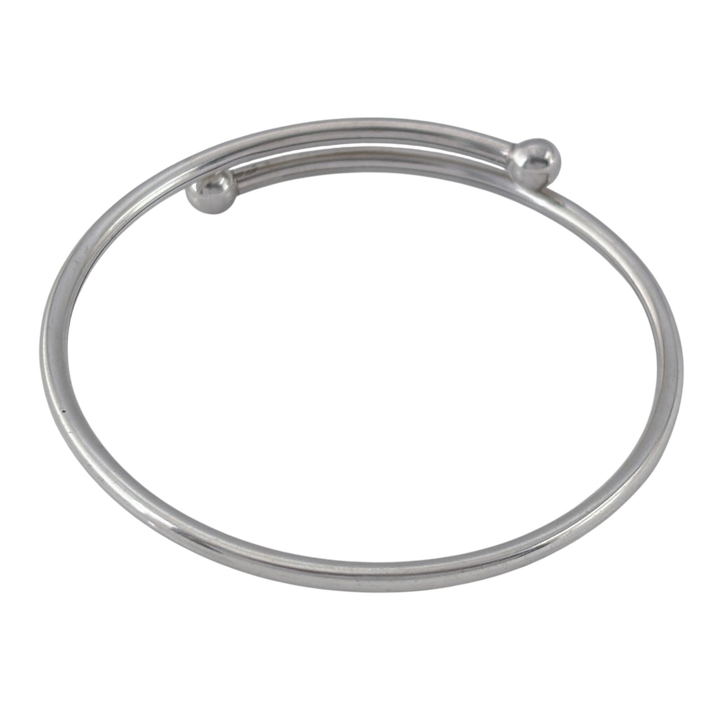 Vintage Sterling Silver 925 Ball Tip Cross Over Bangle Bracelet 7.75"