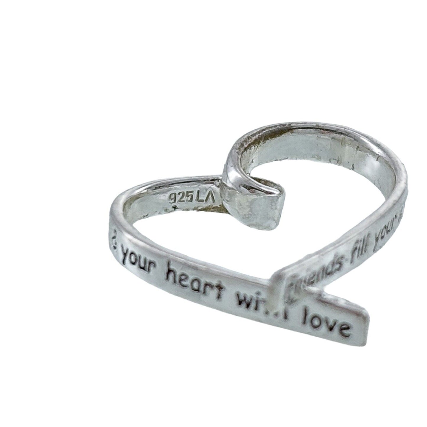Vintage Sterling Silver 925 Twisted Heart Friend Quote Pendant