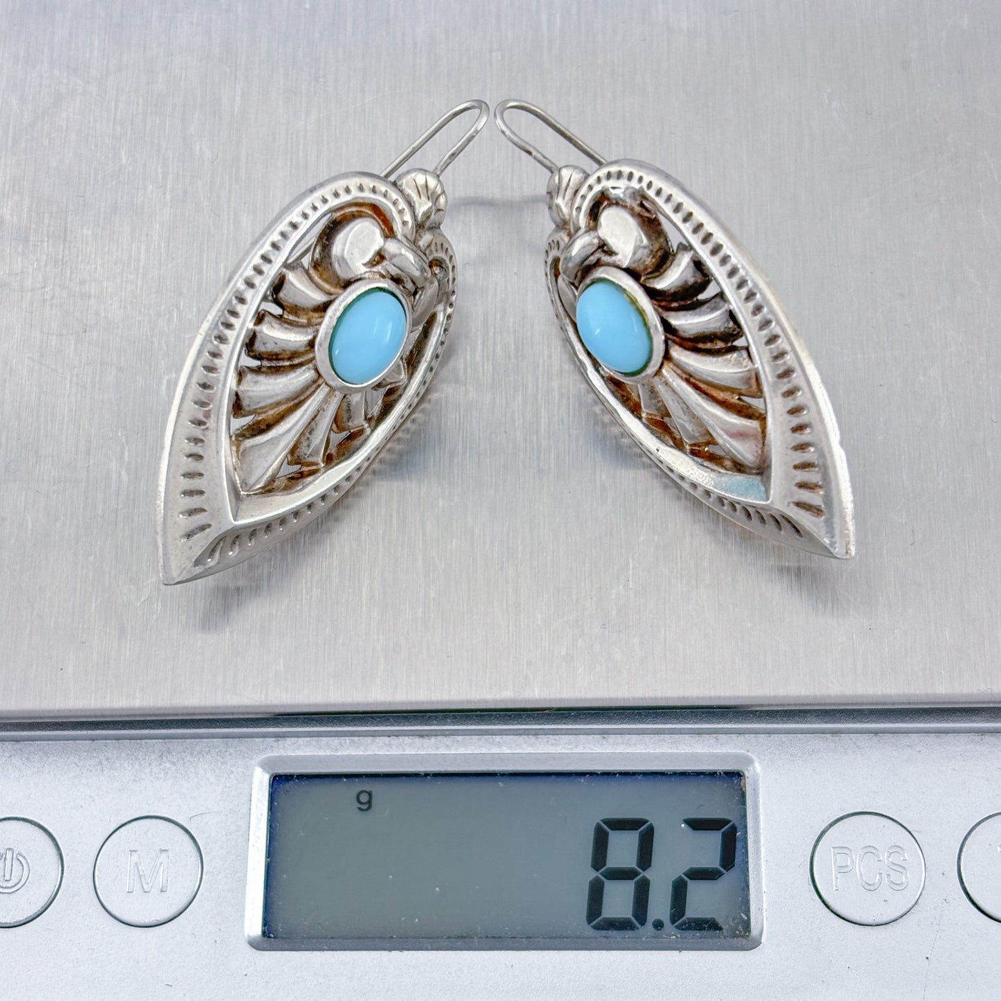 Vintage Tonic Sterling Silver 925 Persian Turquoise Earrings
