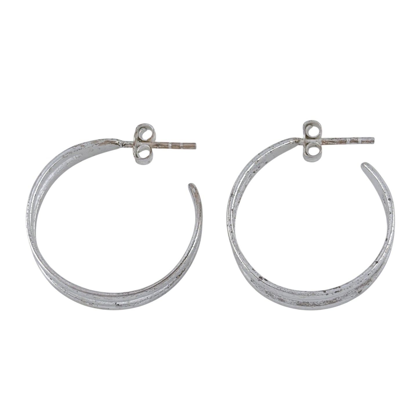 Vintage Sterling Silver 925 Double Band Hoop Earrings