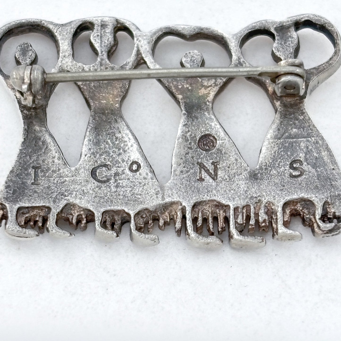 Vintage Sterling Silver 925 Greek Ritual Dancing Figures Brooch