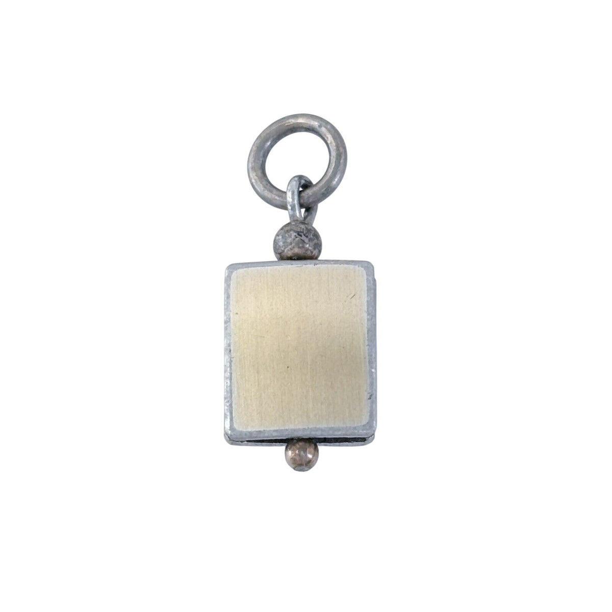 Vintage Silver-Tone Rectangular Charm Pendant