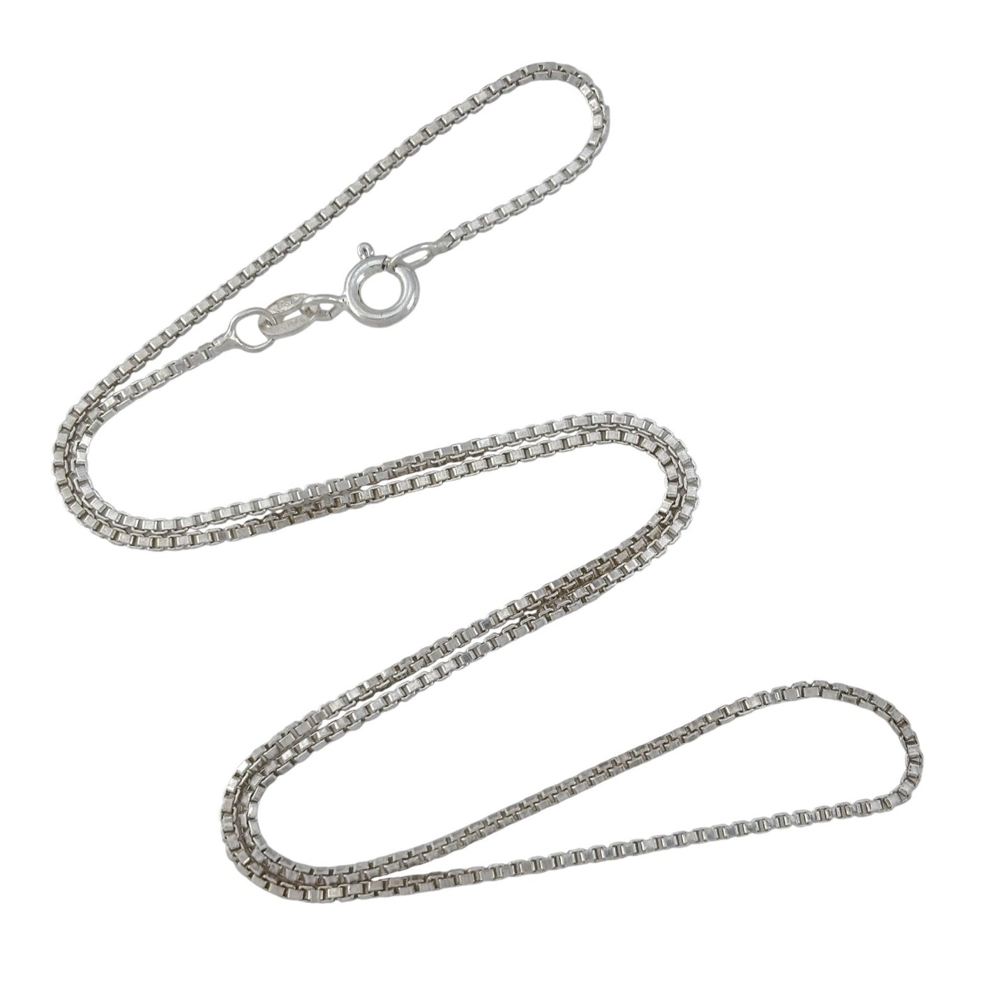 Vintage Italian Sterling Silver 925 Box Chain Necklace 16"