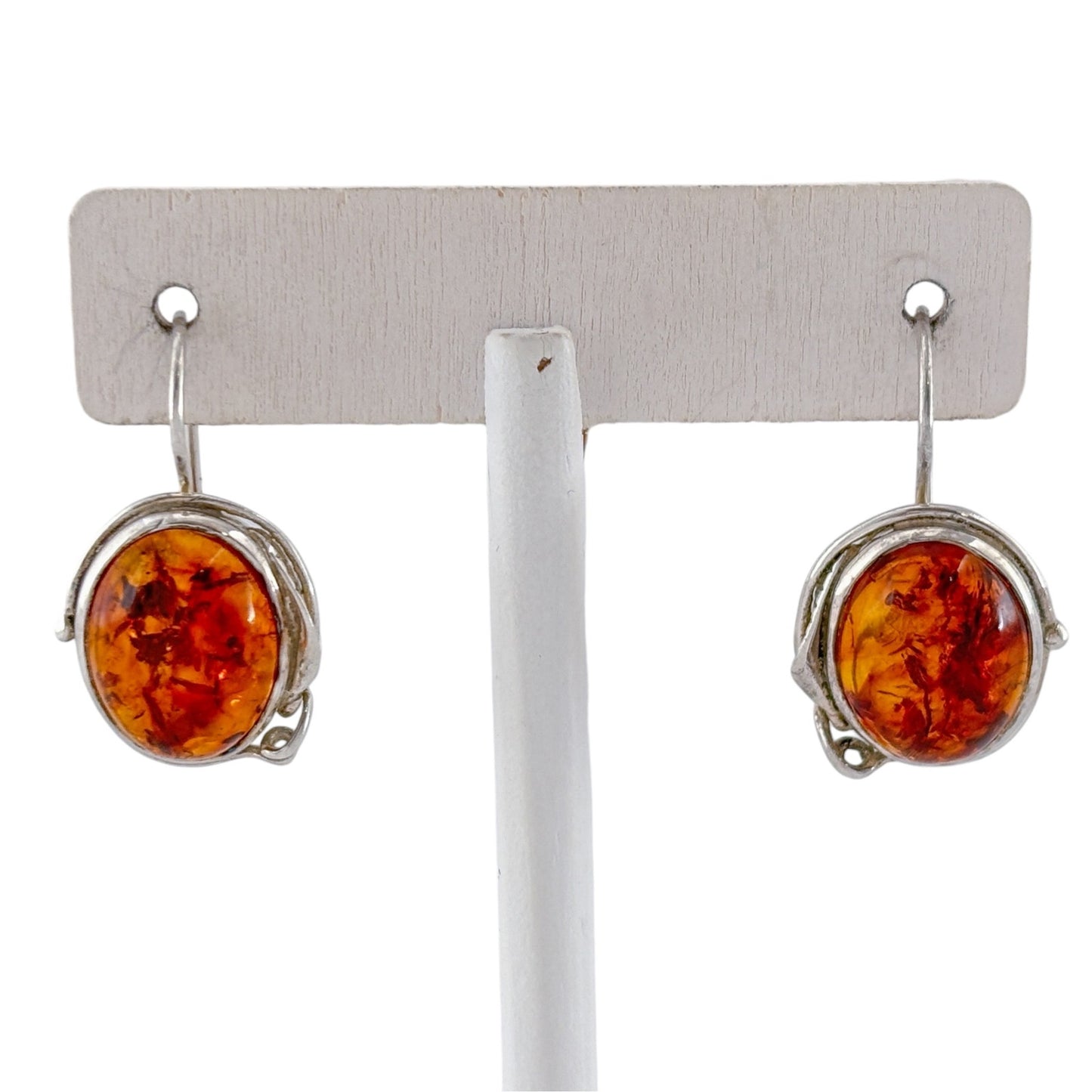 Vintage Sterling Silver 925 Amber Drop Earrings
