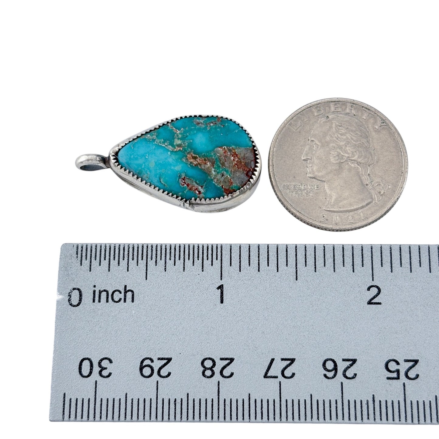 Old Pawn Signed Navajo Sterling Silver 925 Royston Turquoise Teardrop Pendant