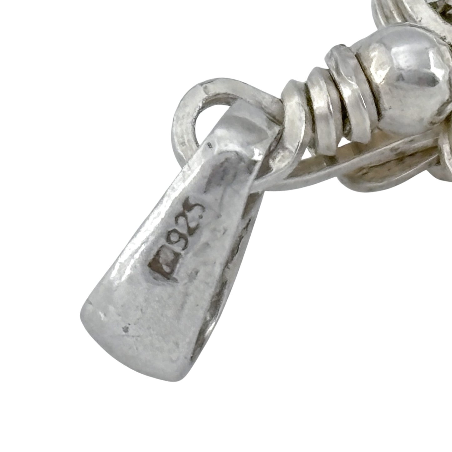Vintage Sterling Silver 925 Banded Agate Pendant