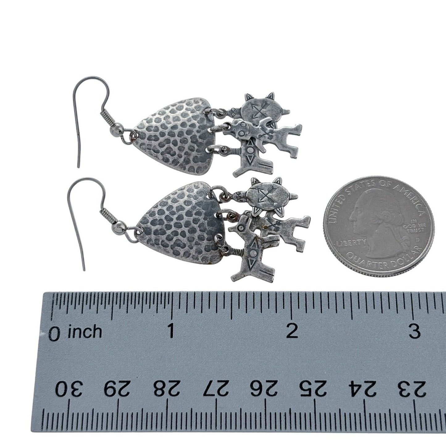Vintage Steel Dog Figure Turtle Design Dangle Earrings