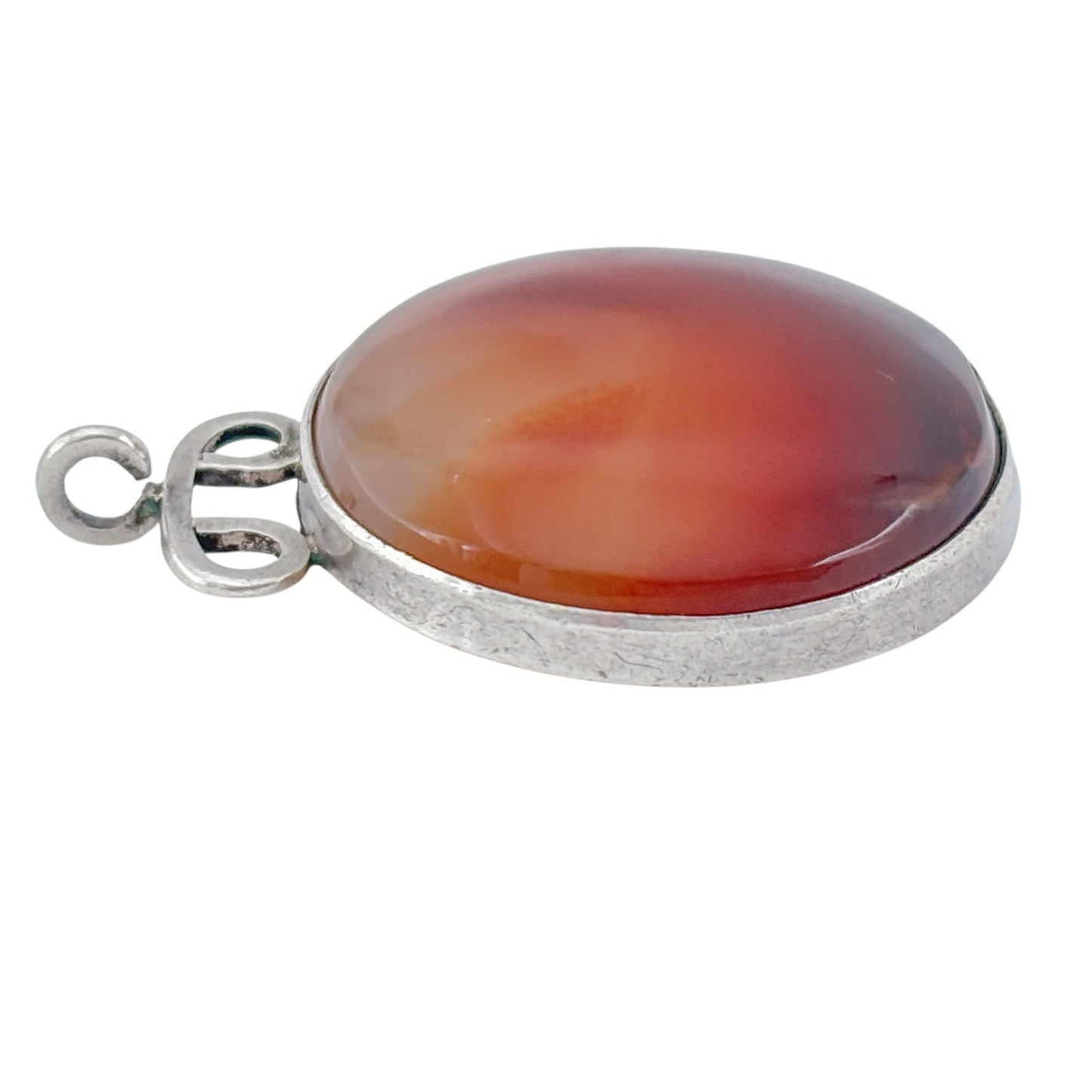 Vintage Sterling Silver 925 Banded Agate Pendant