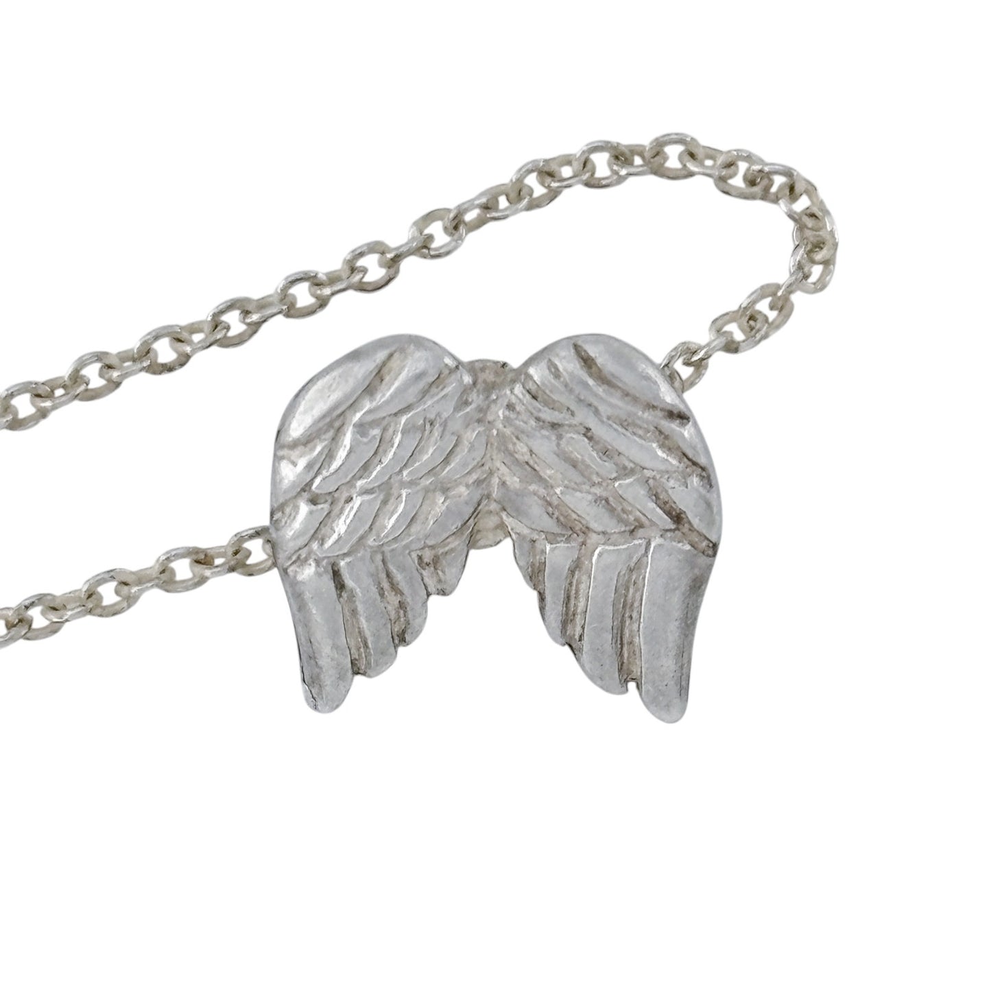Vintage Sterling Silver 925 Angel Wings Pendant Necklace 19"