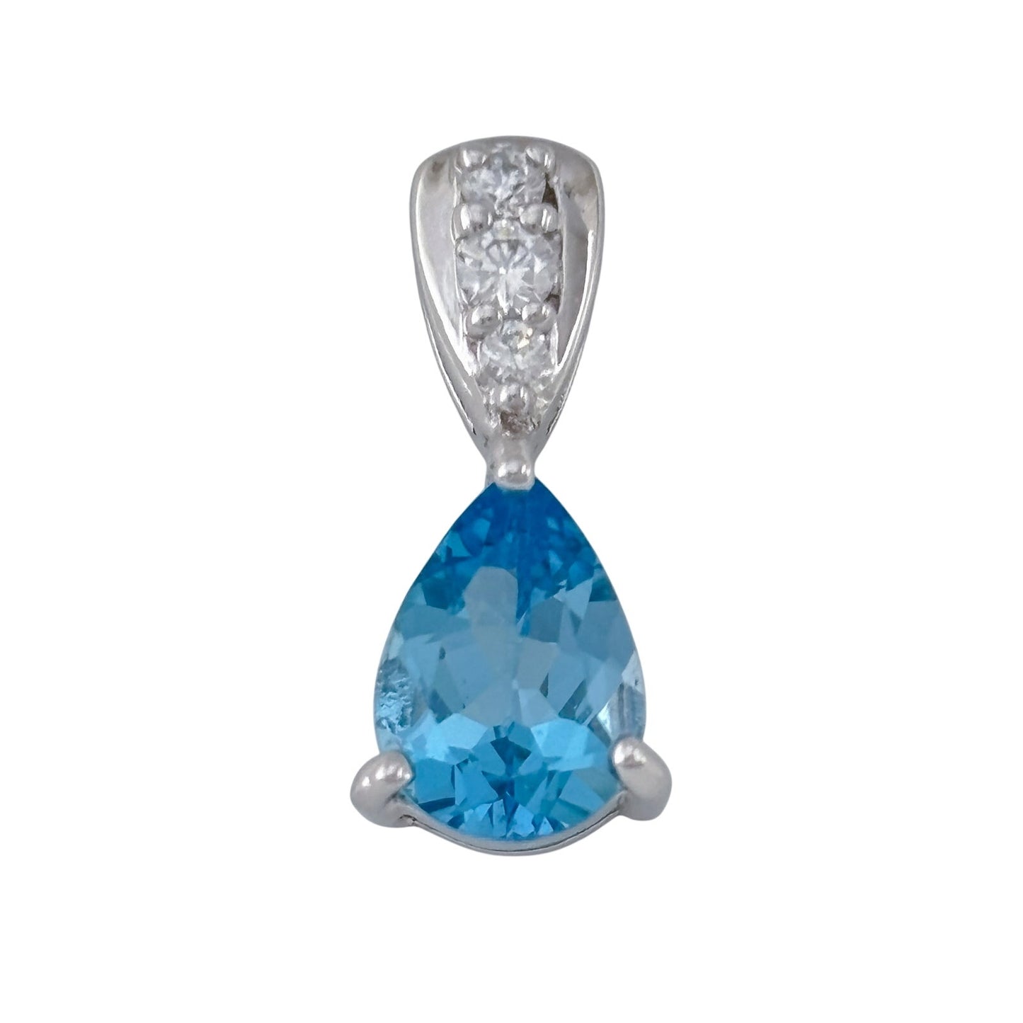 Vintage Sterling Silver 925 Blue Cubic Zirconia Pendant