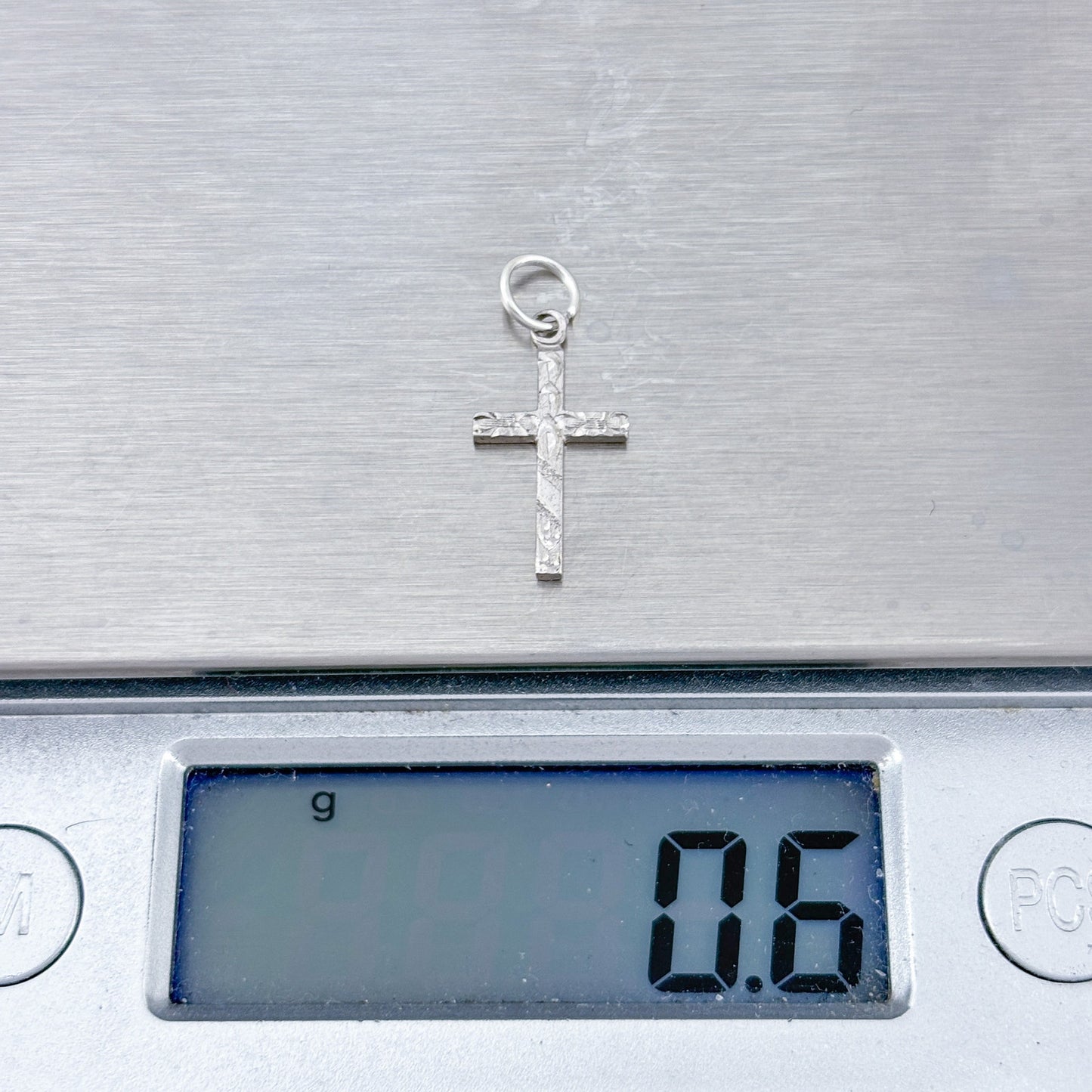 Vintage Sterling Silver 925 Diamond-Cut Cross Pendant
