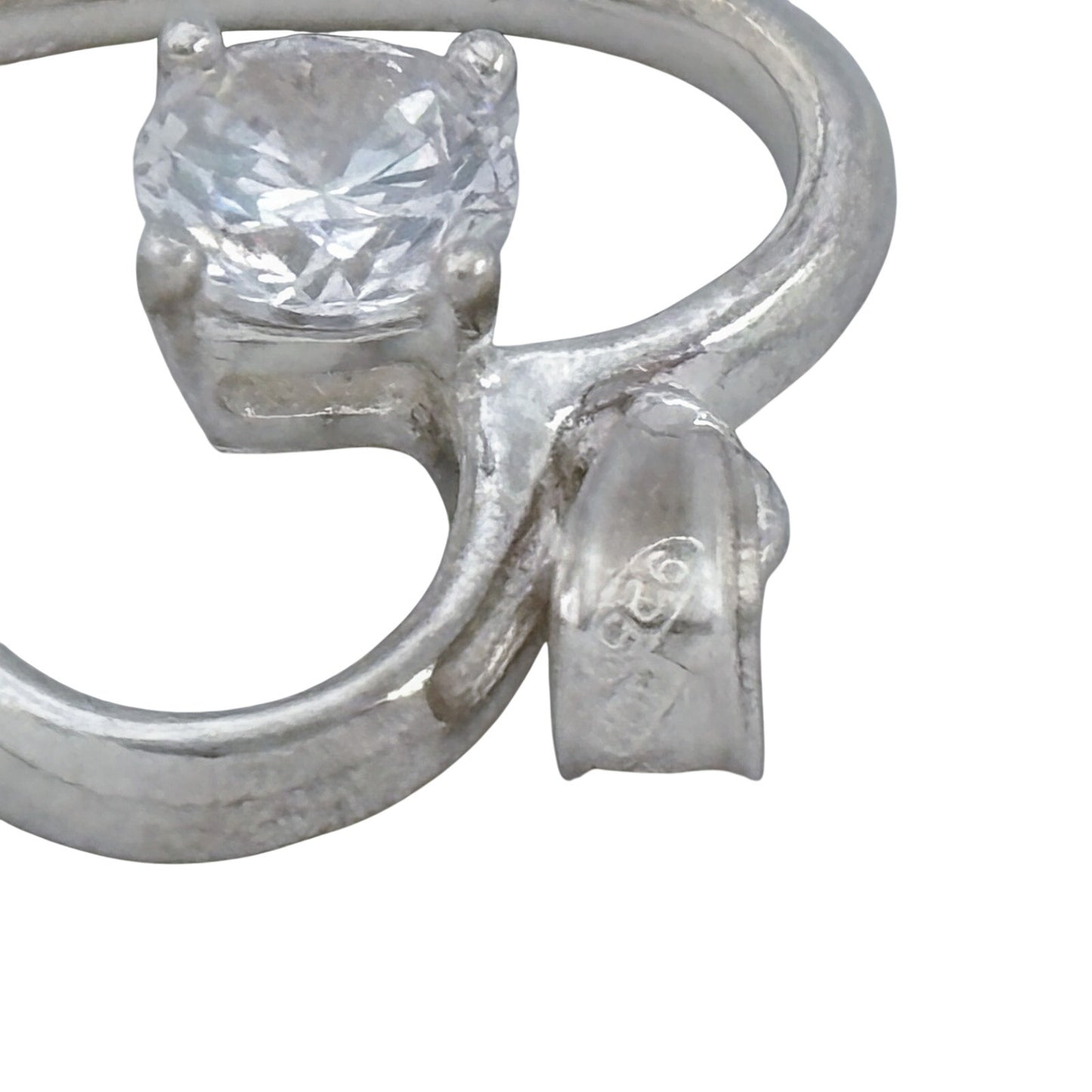 Vintage Sterling Silver 925 Cubic Zirconia Heart Pendant