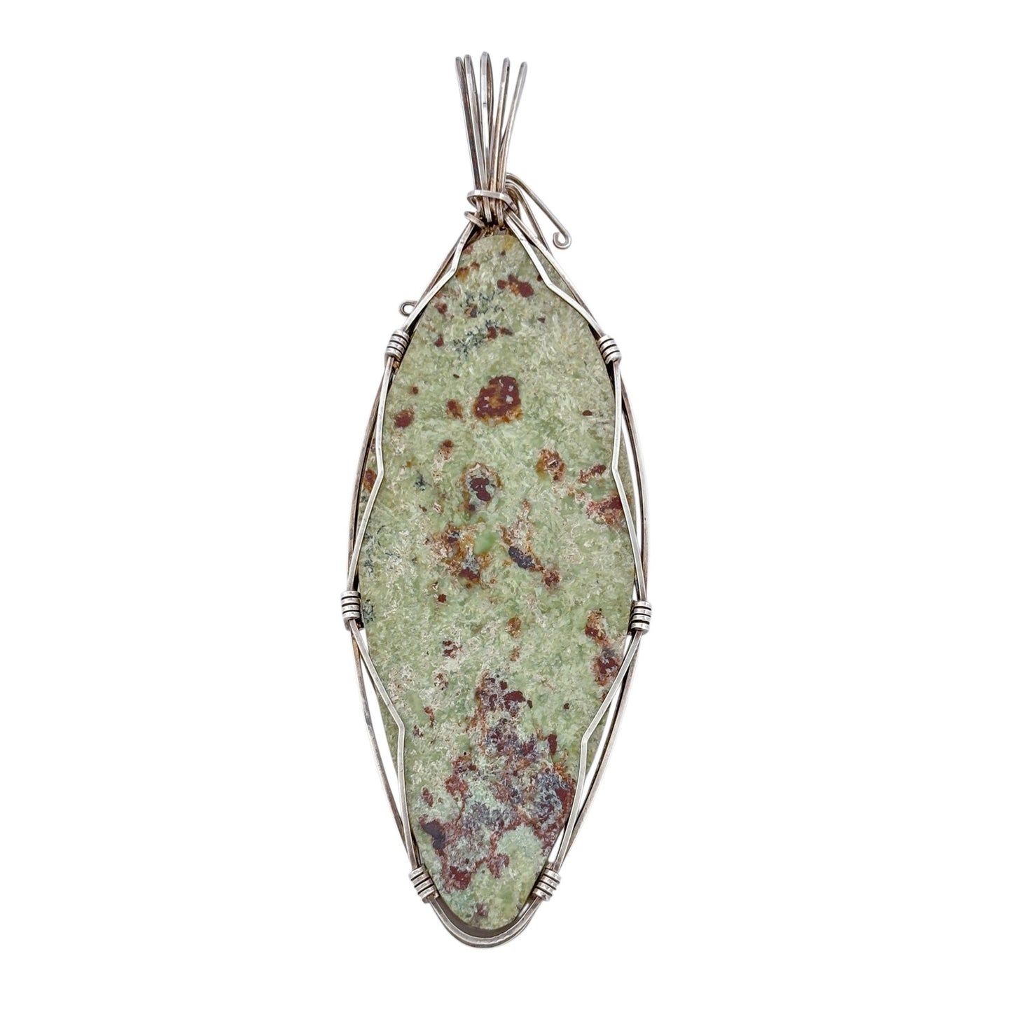 Vintage Sterling Silver 925 Jasper Wire Wrap Pendant