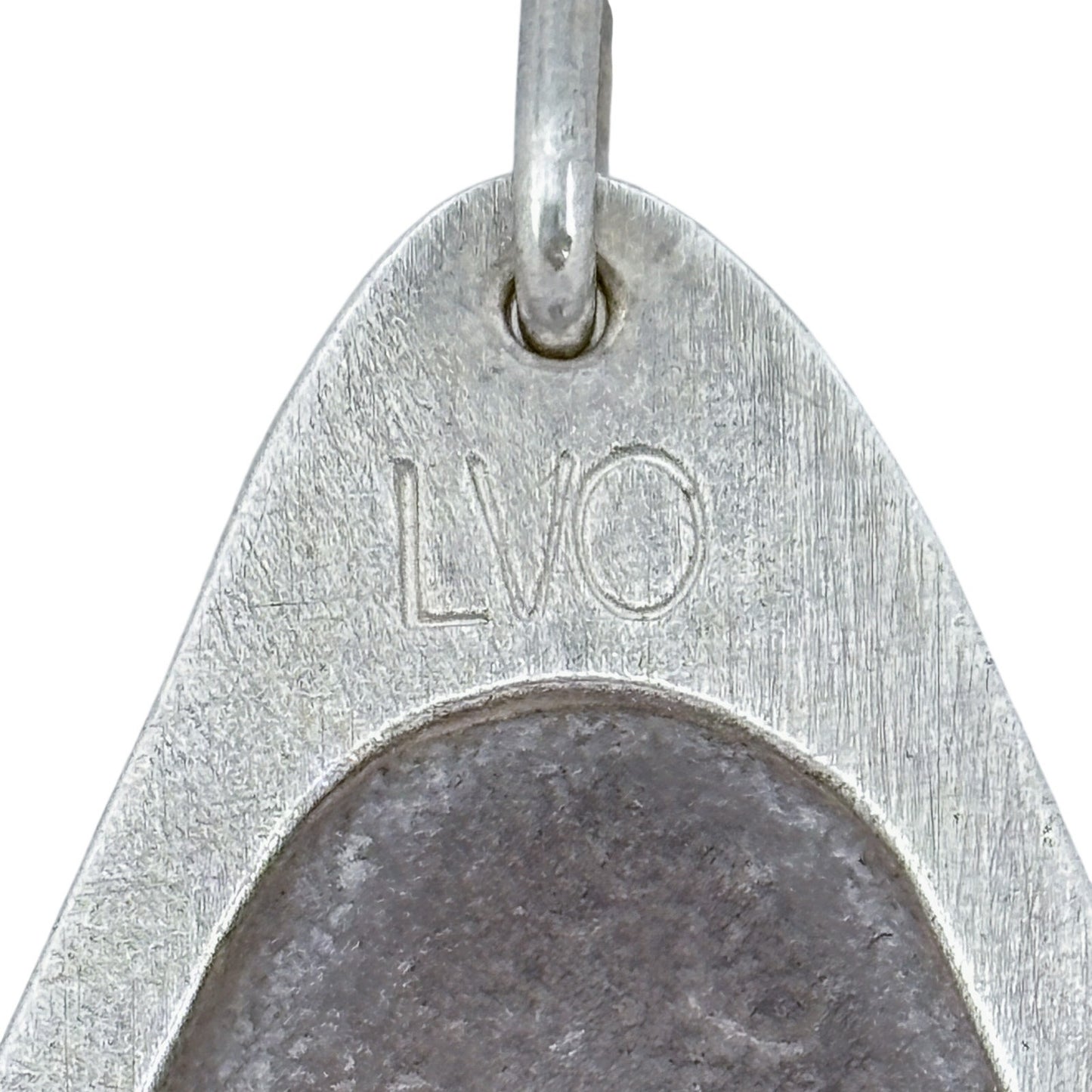 Vintage Sterling Silver 925 Frosted Glass Oval Pendant