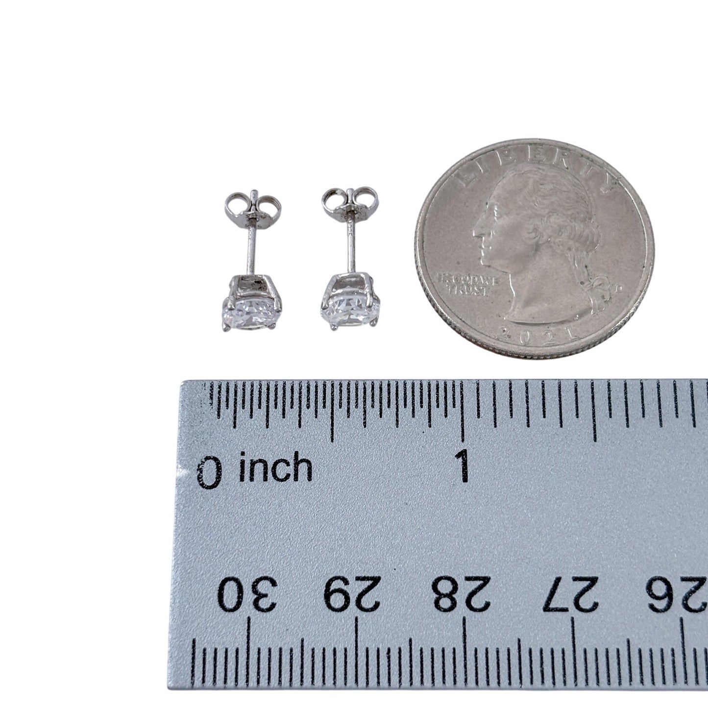 Vintage Sterling Silver 925 Cubic Zirconia Stud Earrings