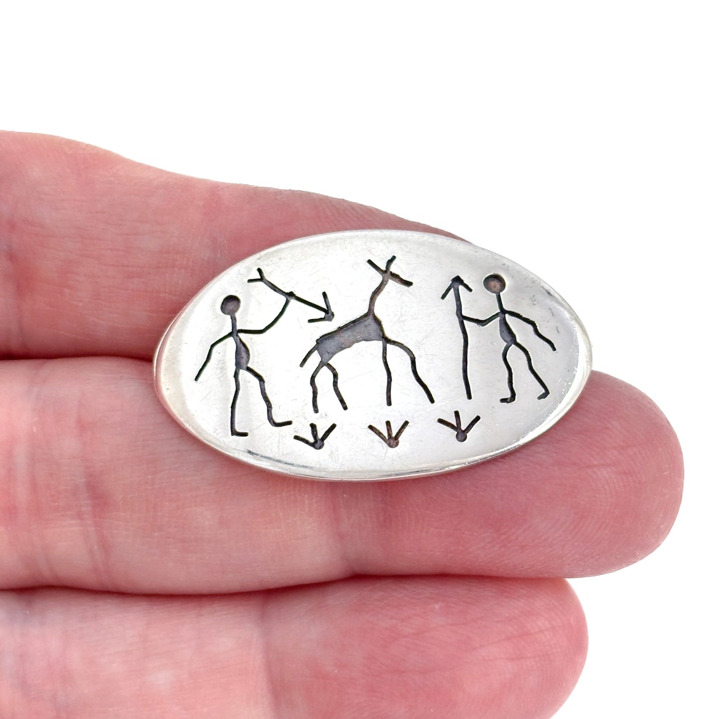 Vintage Sterling Silver 925 Petroglyph Brooch