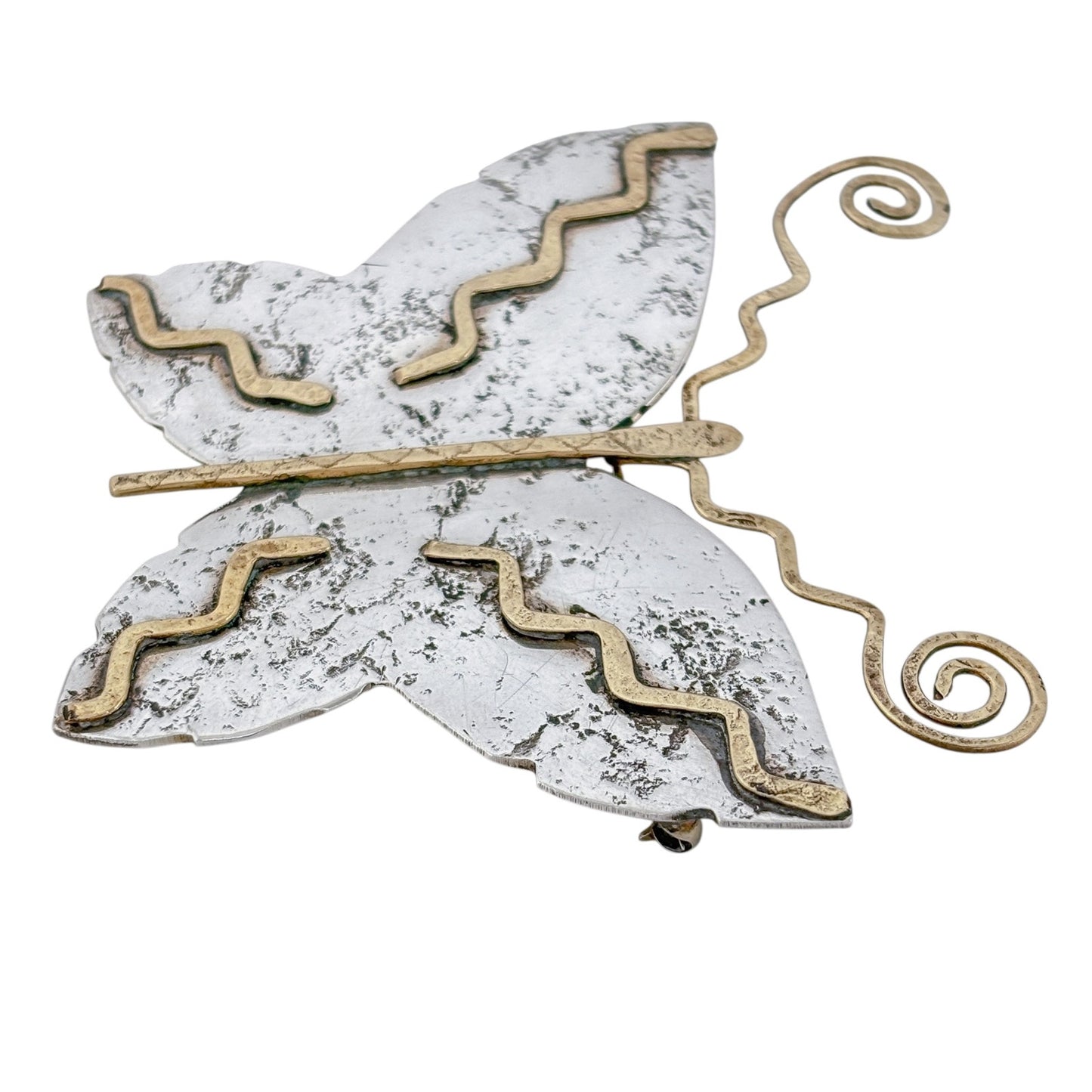 Jan Loco Sterling Silver Tufa Cast Eternal Spirit Thunderdance Butterfly Brooch