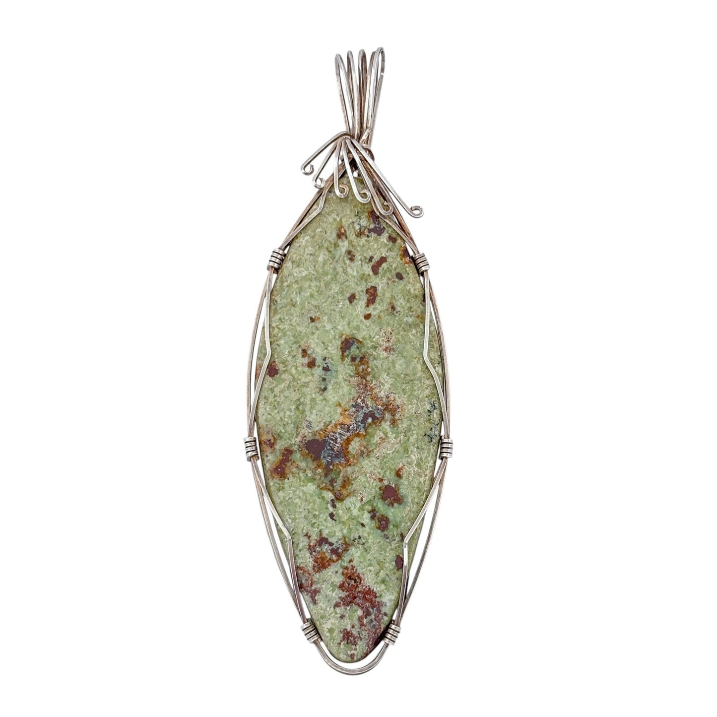 Vintage Sterling Silver 925 Jasper Wire Wrap Pendant