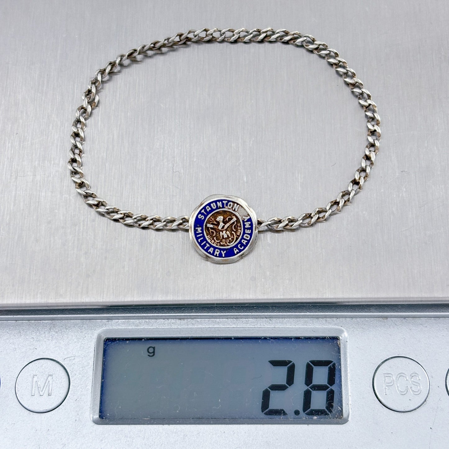 Vintage Sterling Silver 925 Staunton Military Academy Bracelet 5.75"