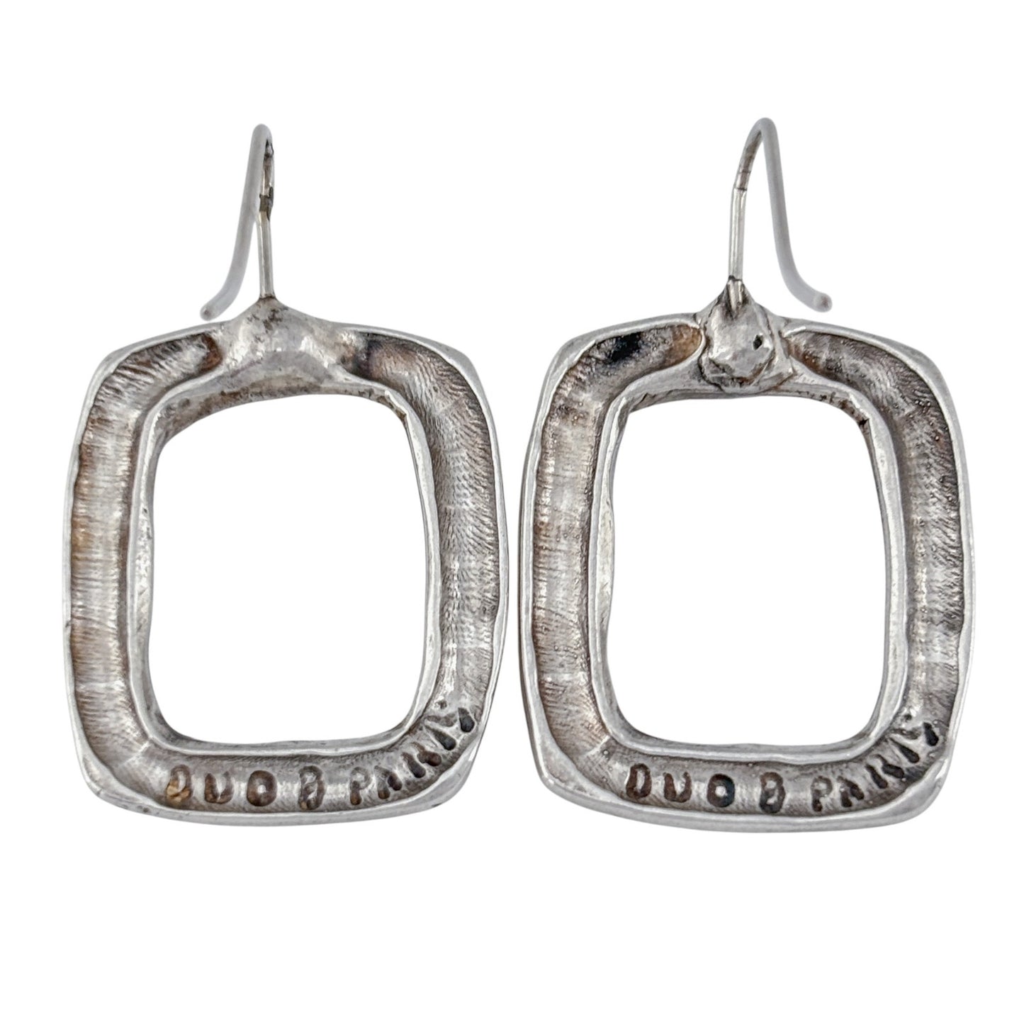 Vintage Duo B Paris Sterling Silver 925 Square Hoop Earrings