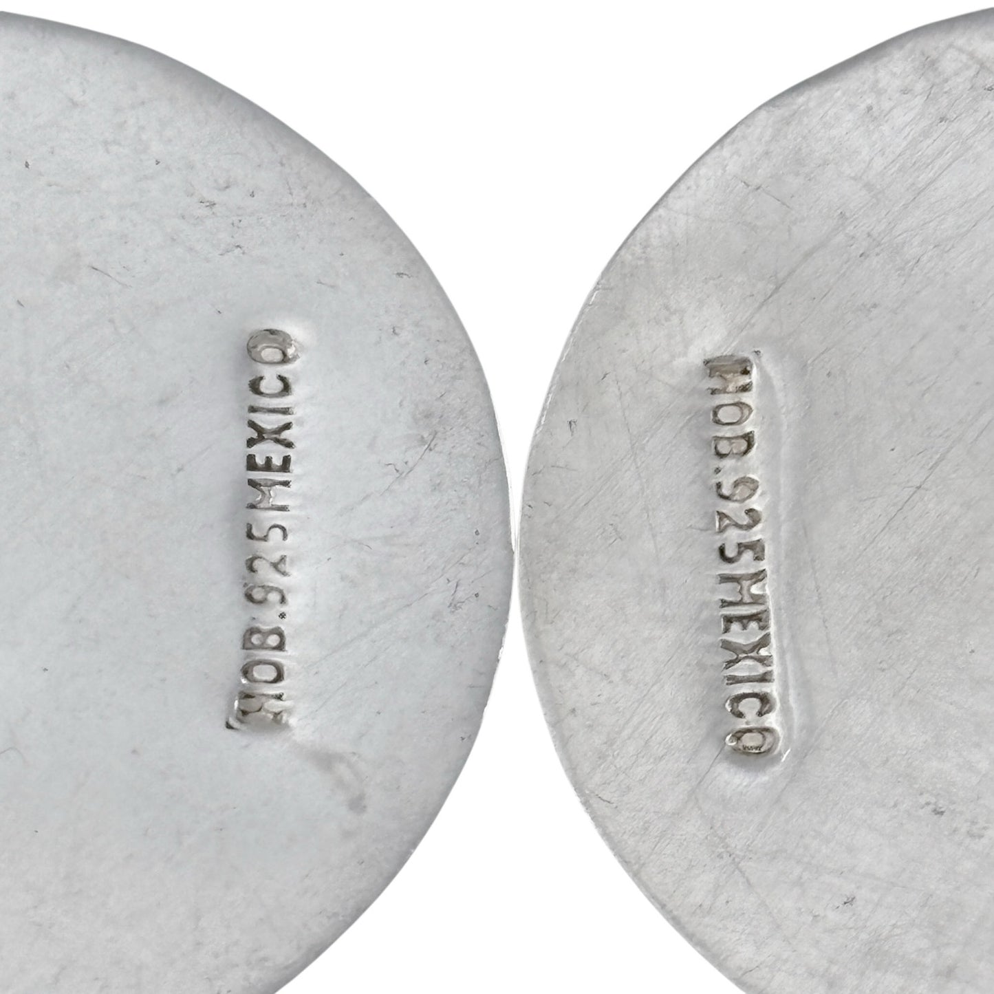 Vintage Mexico Sterling Silver 925 Copper Accent Disc Earrings