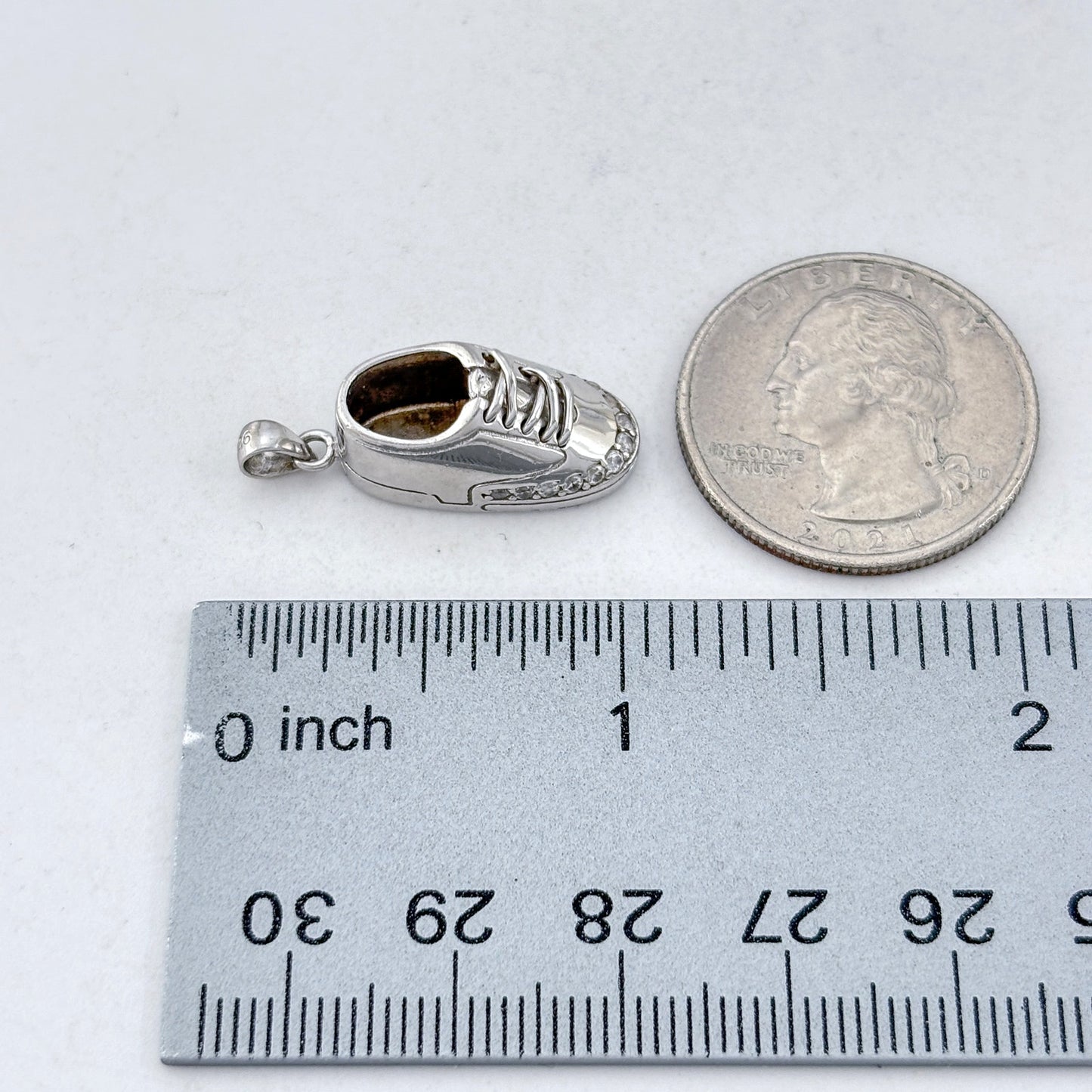 Vintage Sterling Silver 925 Cubic Zirconia Shoe Charm