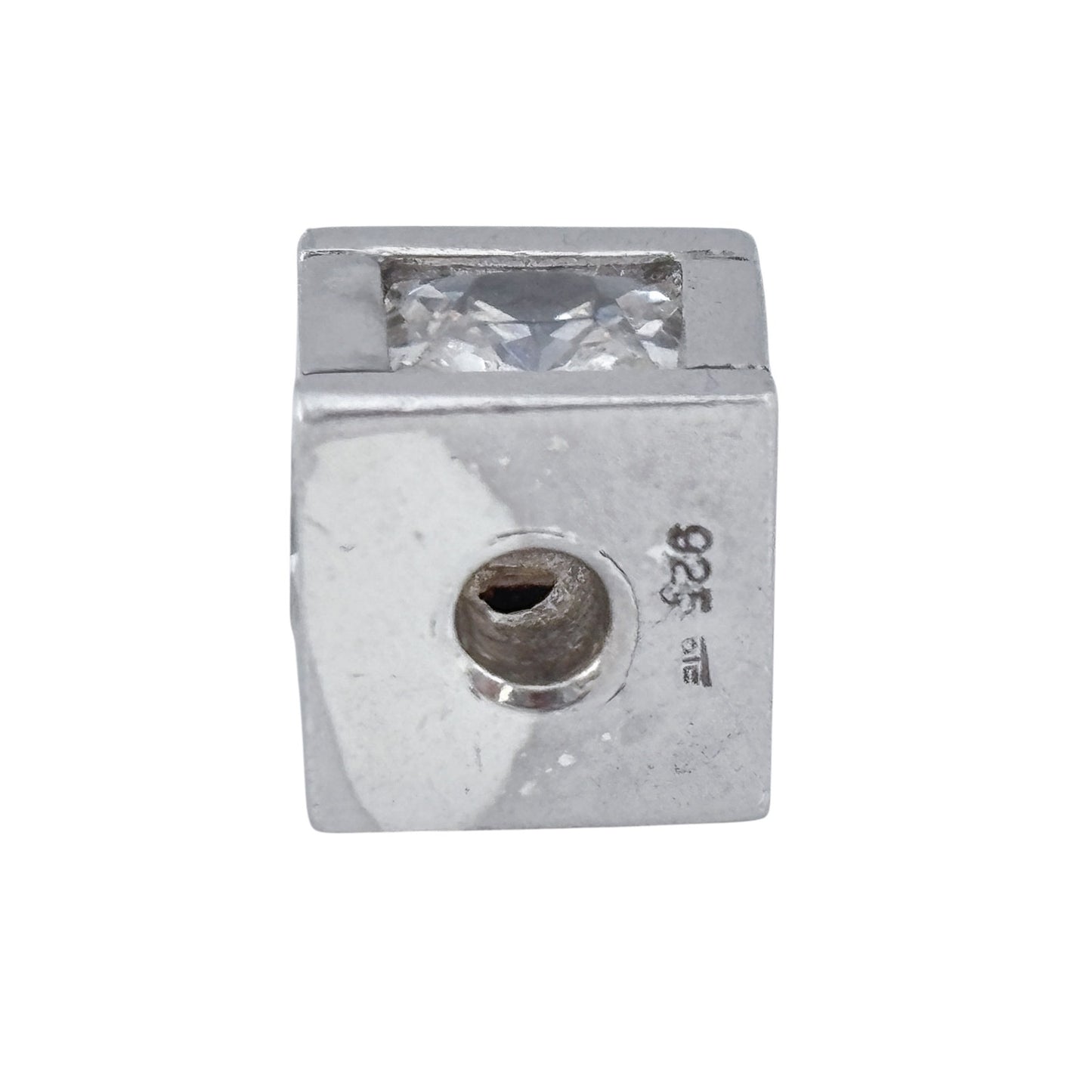 Vintage Sterling Silver 925 Cubic Zirconia Cube Charm