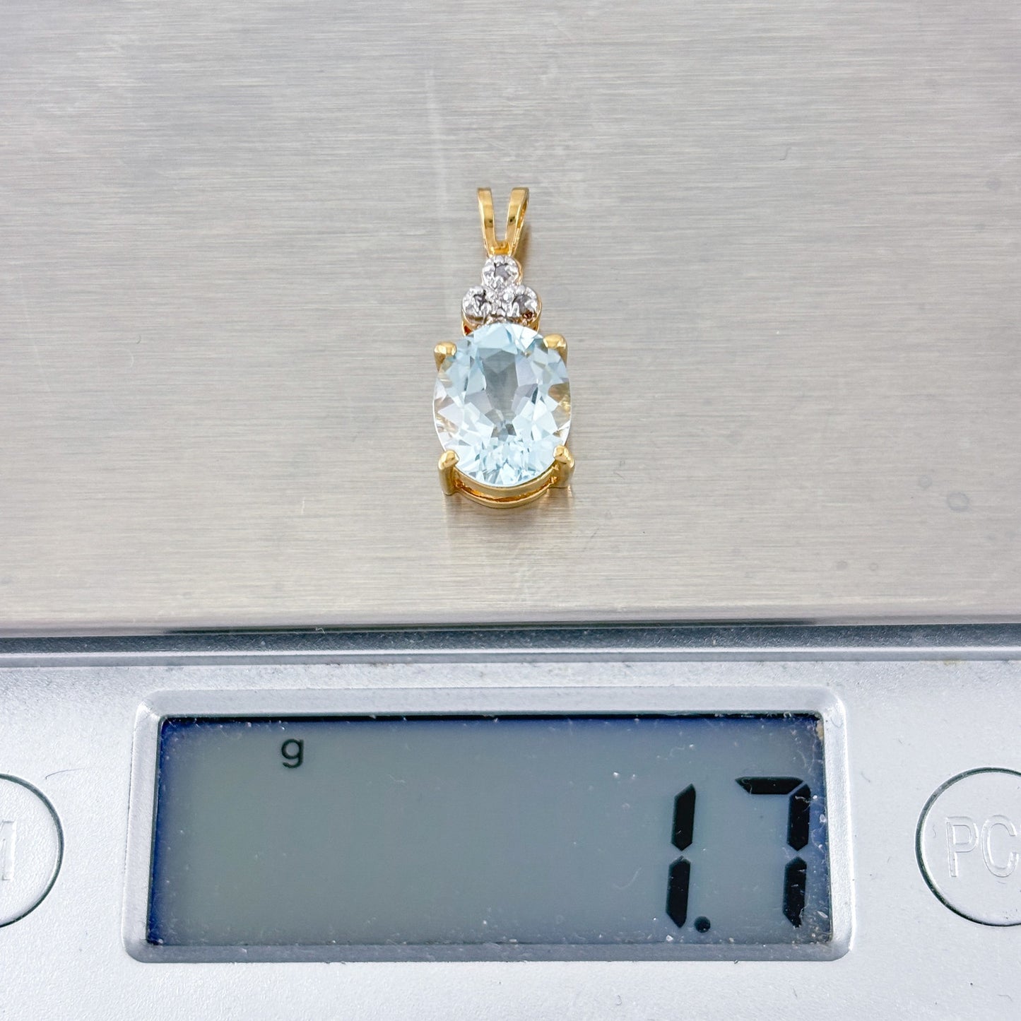 Vintage Gold-Tone Sterling Silver 925 Topaz Diamond Pendant