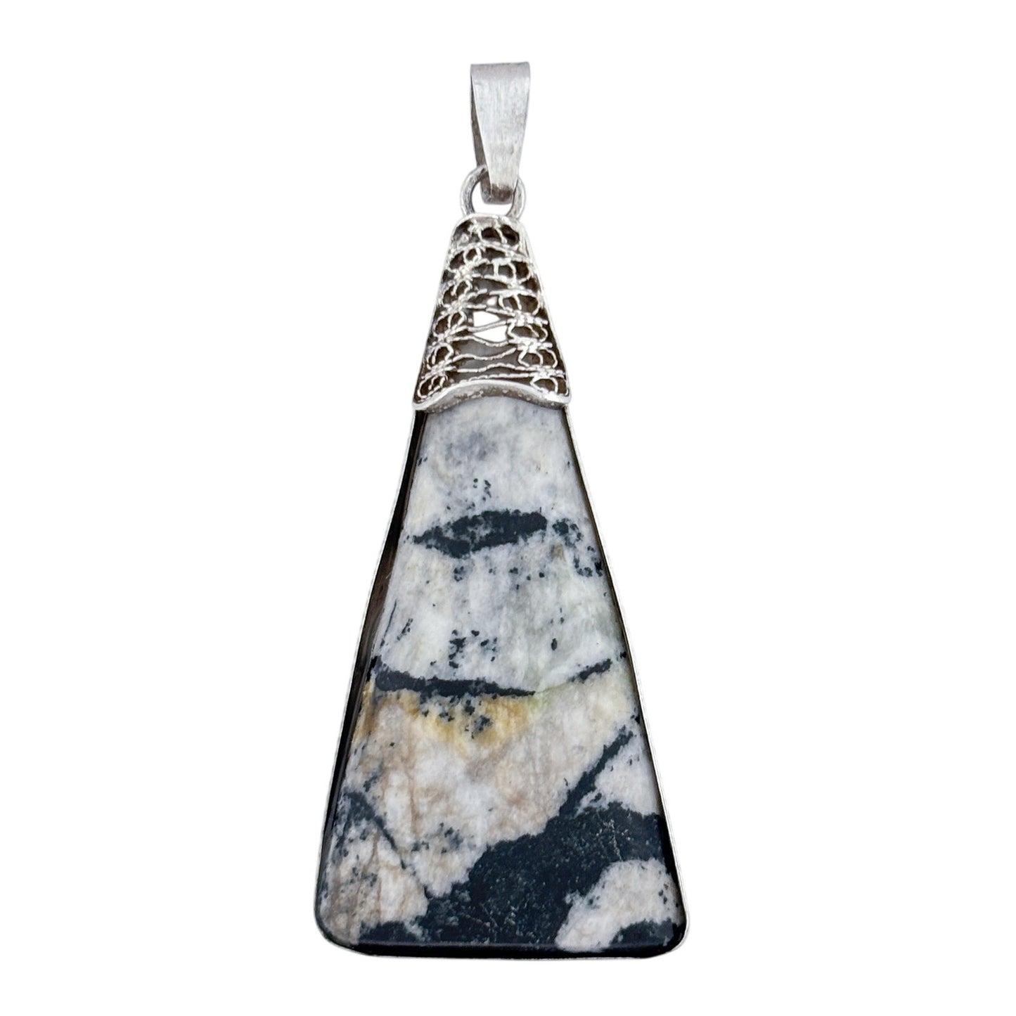 Vintage Sterling Silver 925 White Buffalo Turquoise Pendant