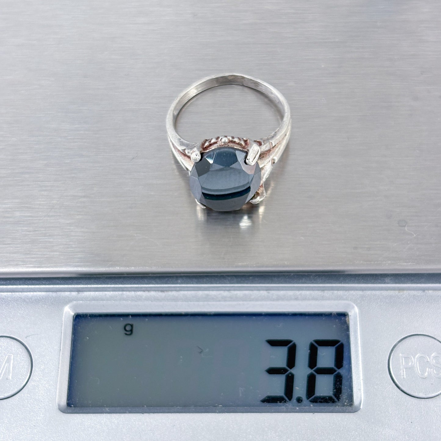 Vintage Sterling Silver 925 Hematite Ring Size 6