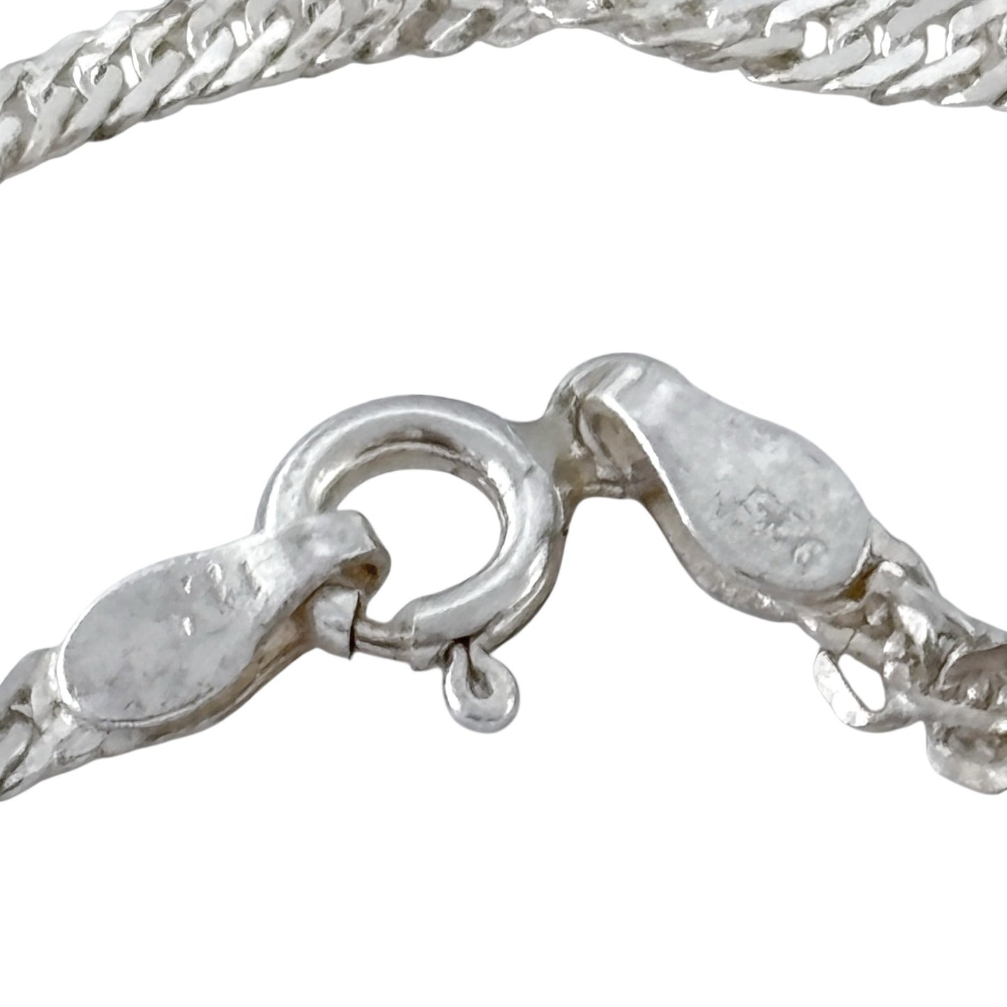 Vintage Italian Sterling Silver 925 Singapore Chain Necklace 17.5"