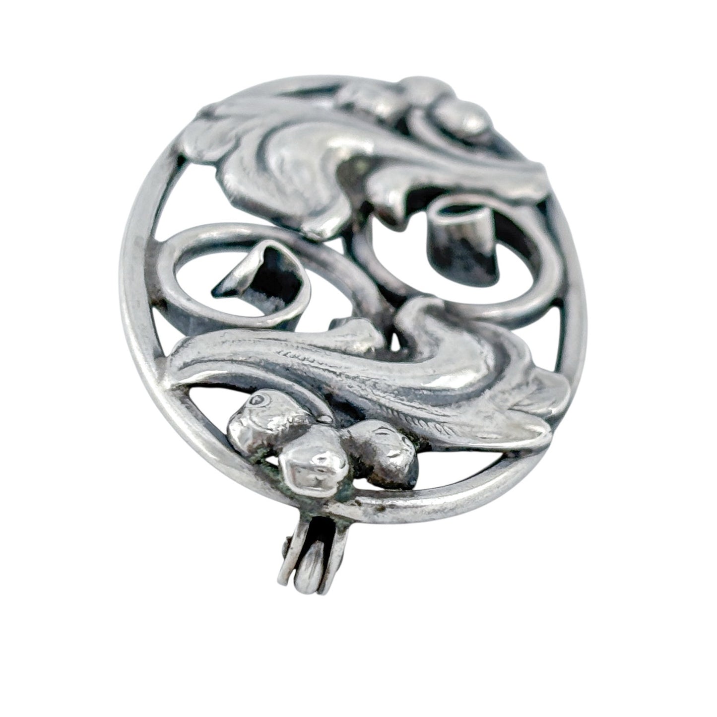 Vintage Sterling Silver 830 Art Nouveau Brooch