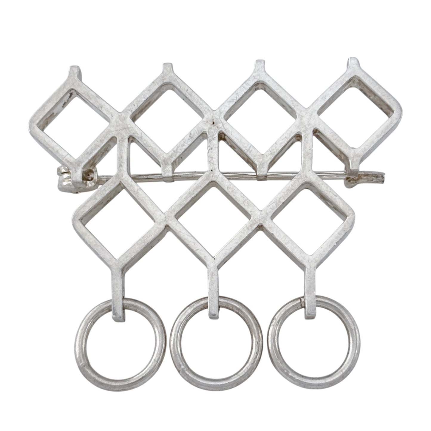 Vintage Sterling Silver Geometric Openwork Brooch