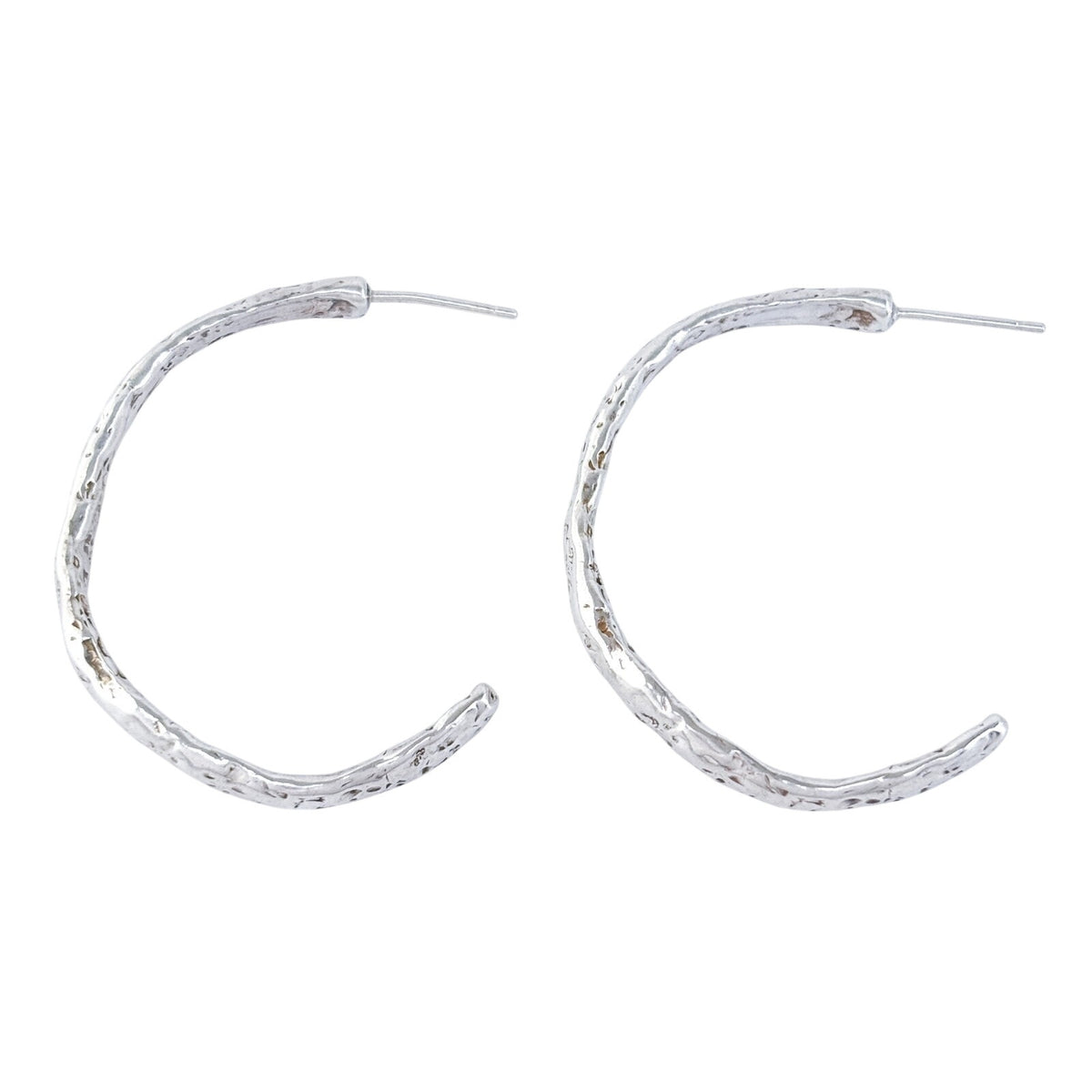 Vintage Sterling Silver 925 Bark Texture Half Hoop Earrings