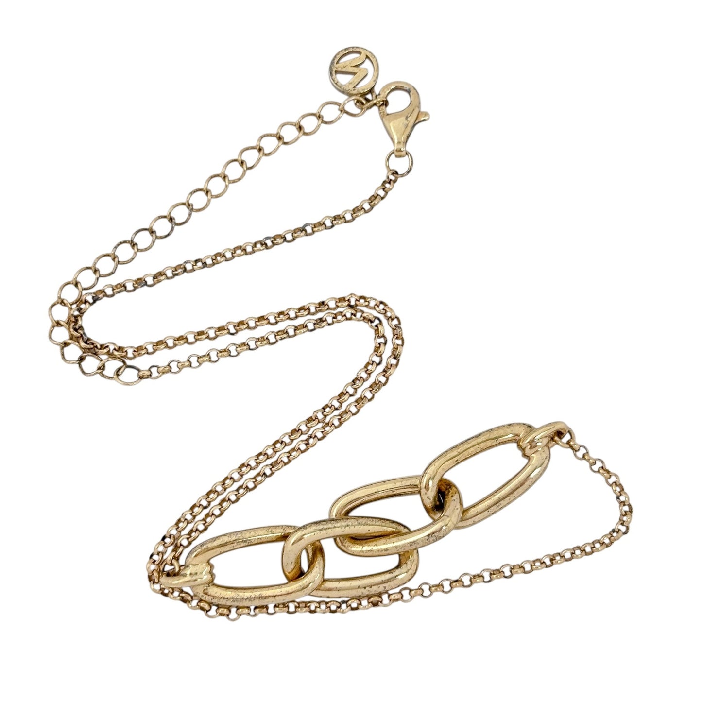 Gold-Tone Sterling Silver 925 Paperclip Link Chain Necklace 11.5"-13.5"