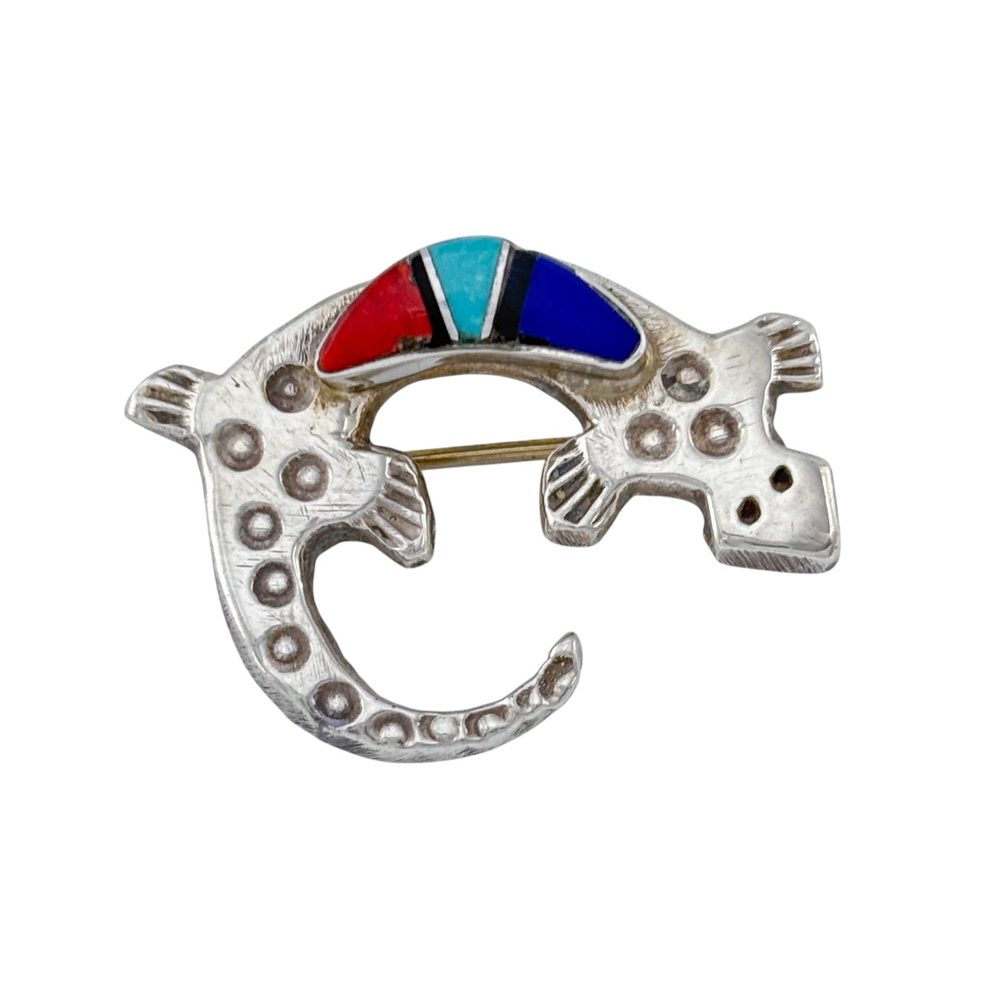 Vintage Sterling Silver 925 Southwest Native American Lizard Gecko Brooch