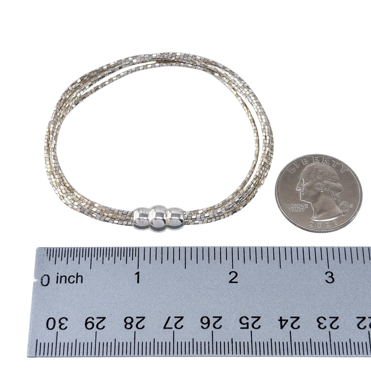 Estate Italy Dyadema Sterling Silver 925 5-Strand Bead Chain Bracelet 6.75"