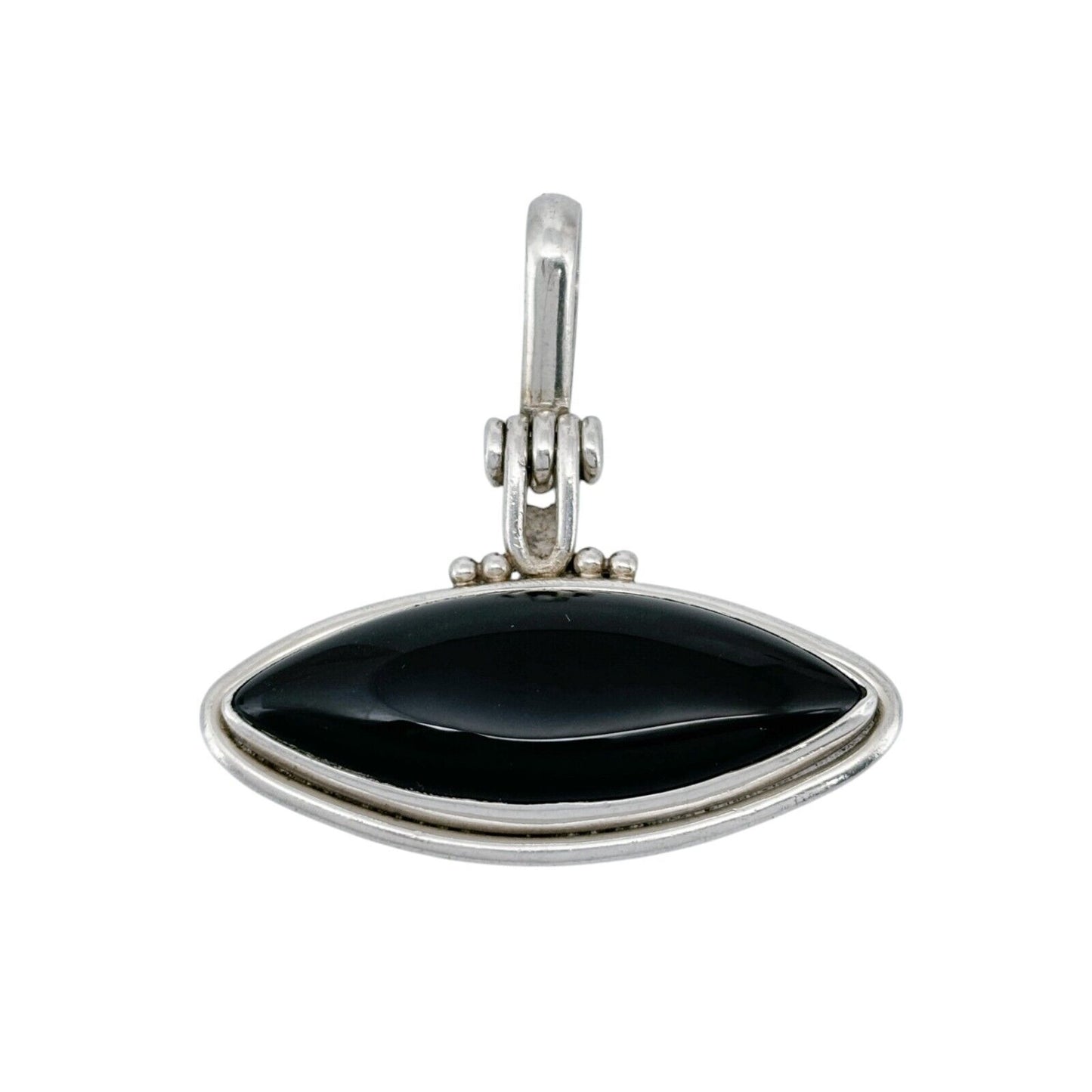 Vintage Sterling Silver 925 Black Onyx Hinged Pendant