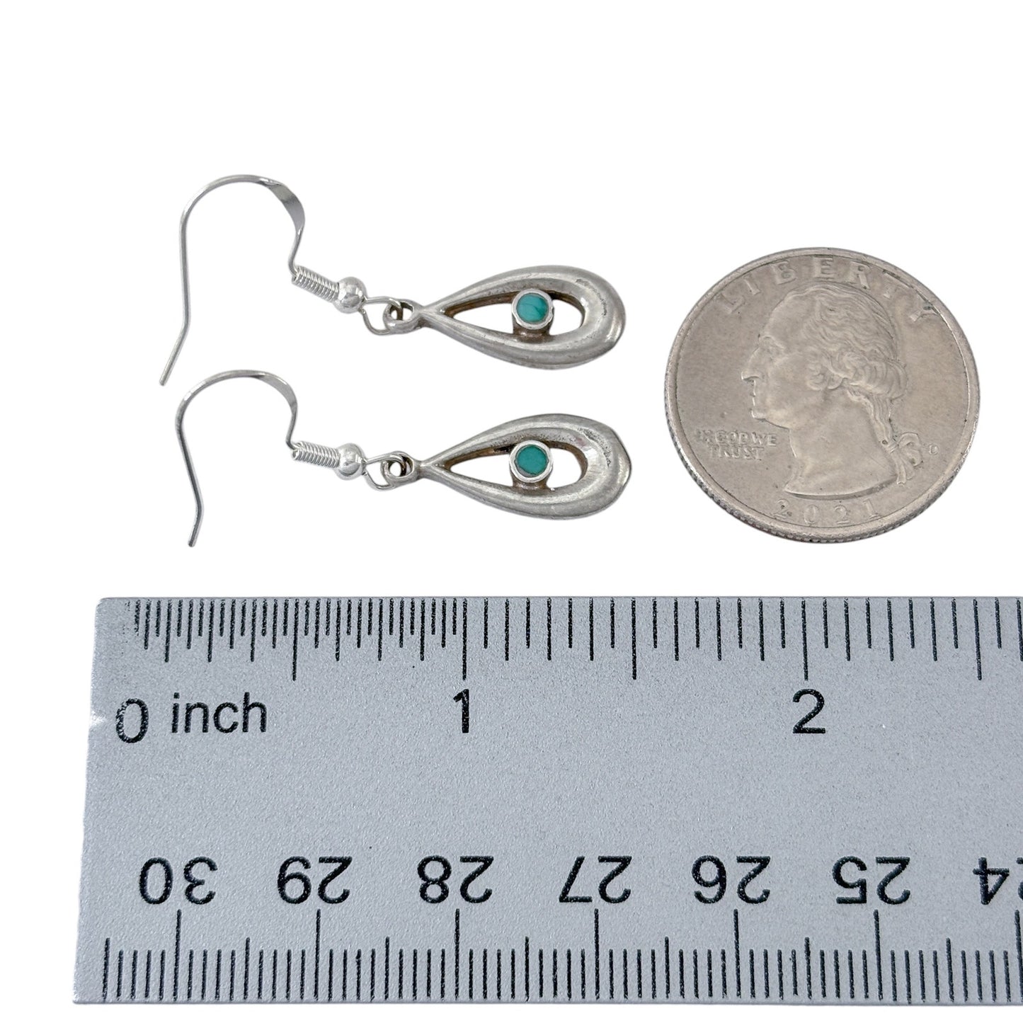 Vintage Sterling Silver 925 Turquoise Teardrop Earrings