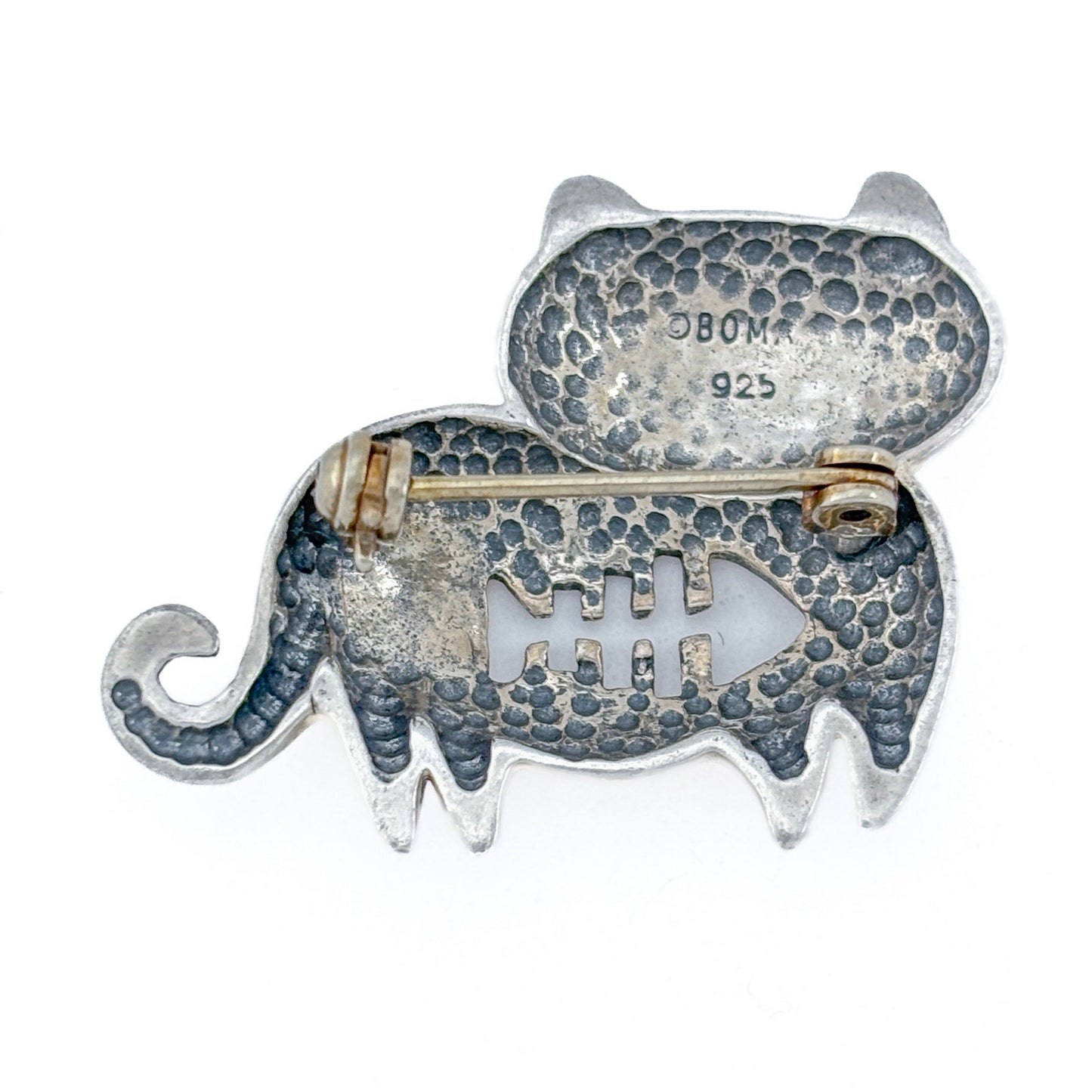 Vintage Boma Sterling Silver 925 Cutout Fish Cat Brooch