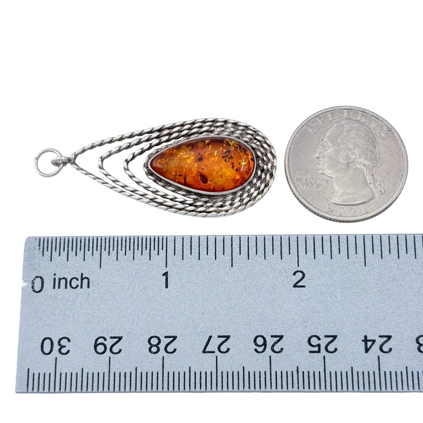 Vintage Sterling Silver 925 Amber Pendant