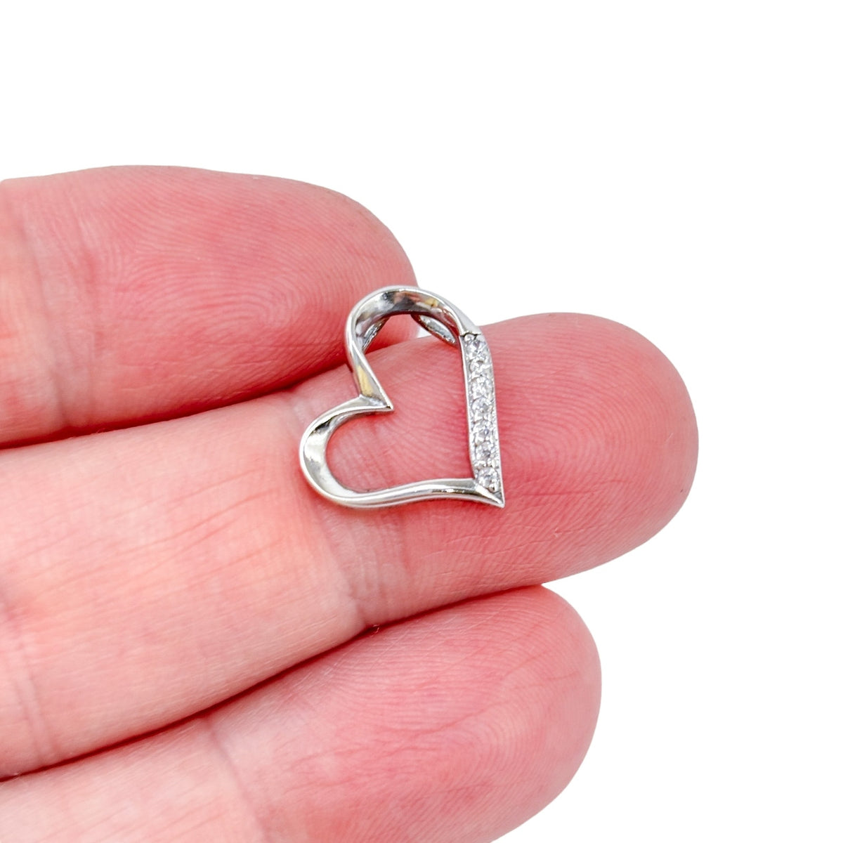 Vintage Sterling Silver 925 Cubic Zirconia Heart Pendant